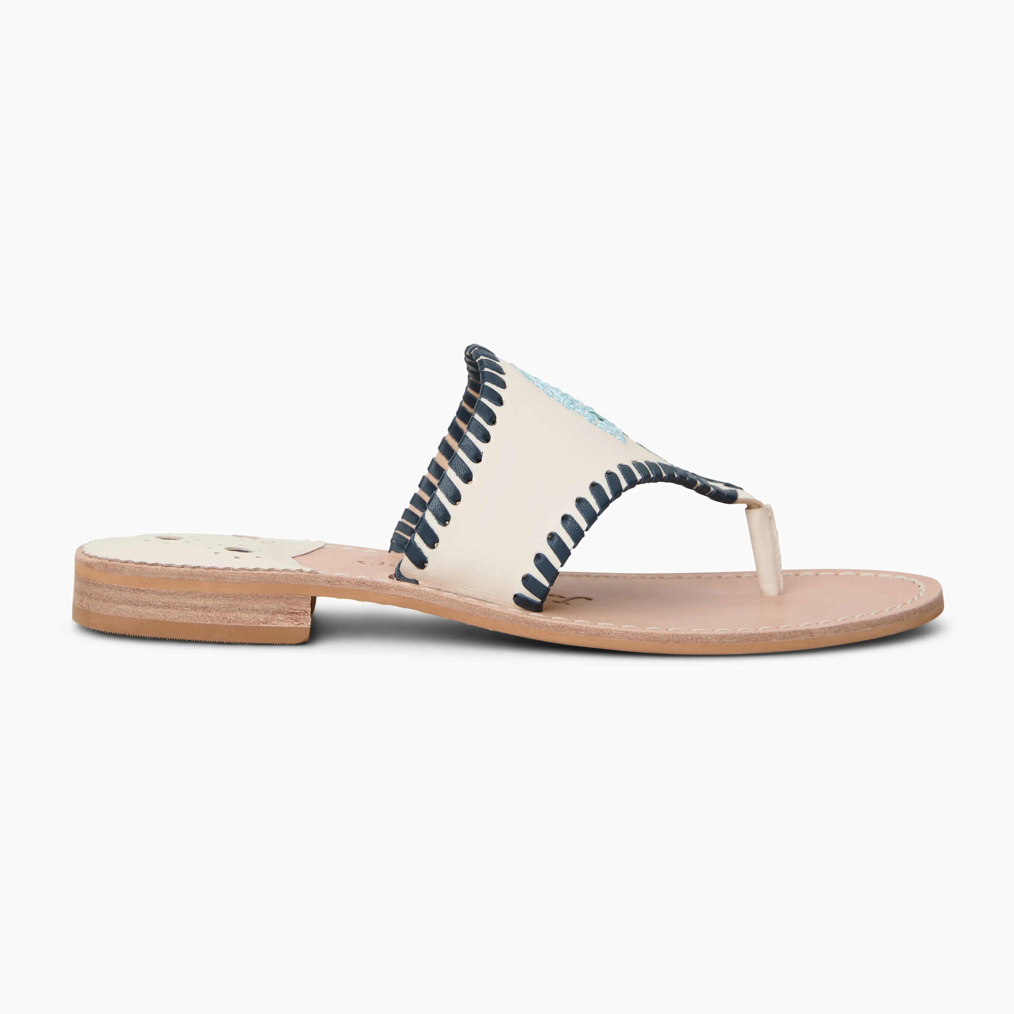 Jacks Hydrangea Leather Flat Sandal Wish Mood Canvas Cool
