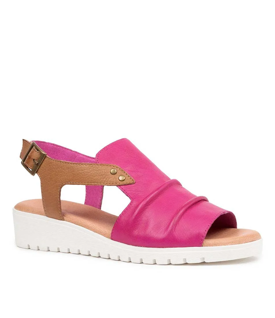 Neon Glow Trendy Footwear For Travel DJANGO & JULIETTE MADIS FUCHSIA DK TAN
