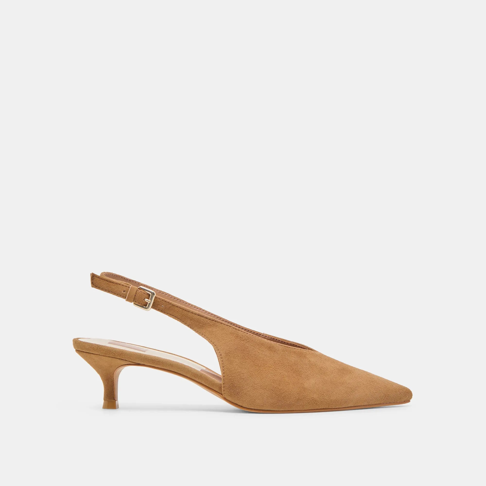 ALENNA HEELS LT BROWN SUEDE Sleek Leather Pumps Energy return