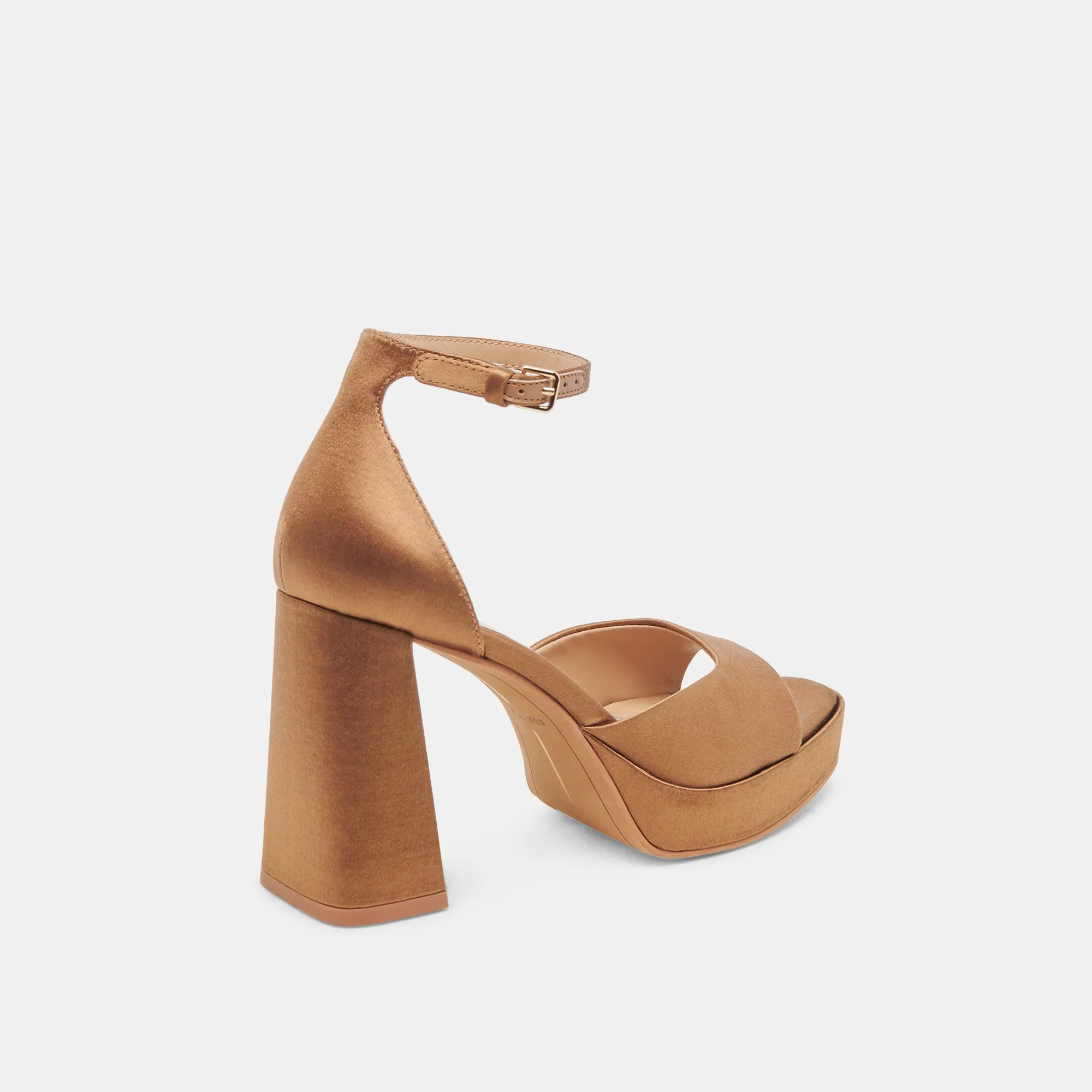 Chunky Wedge Heels PANDRO HEELS MID BROWN SATIN