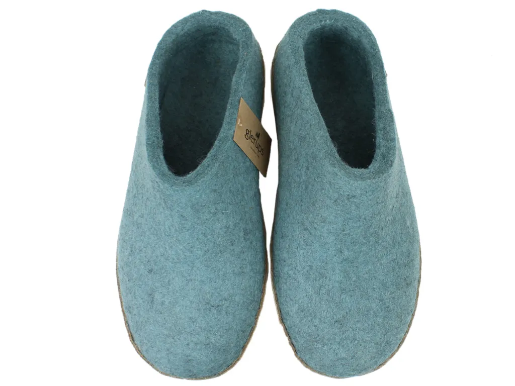 Glerups Slippers Open Heel Sea Blue Foam Midsole Reinforced Stitching