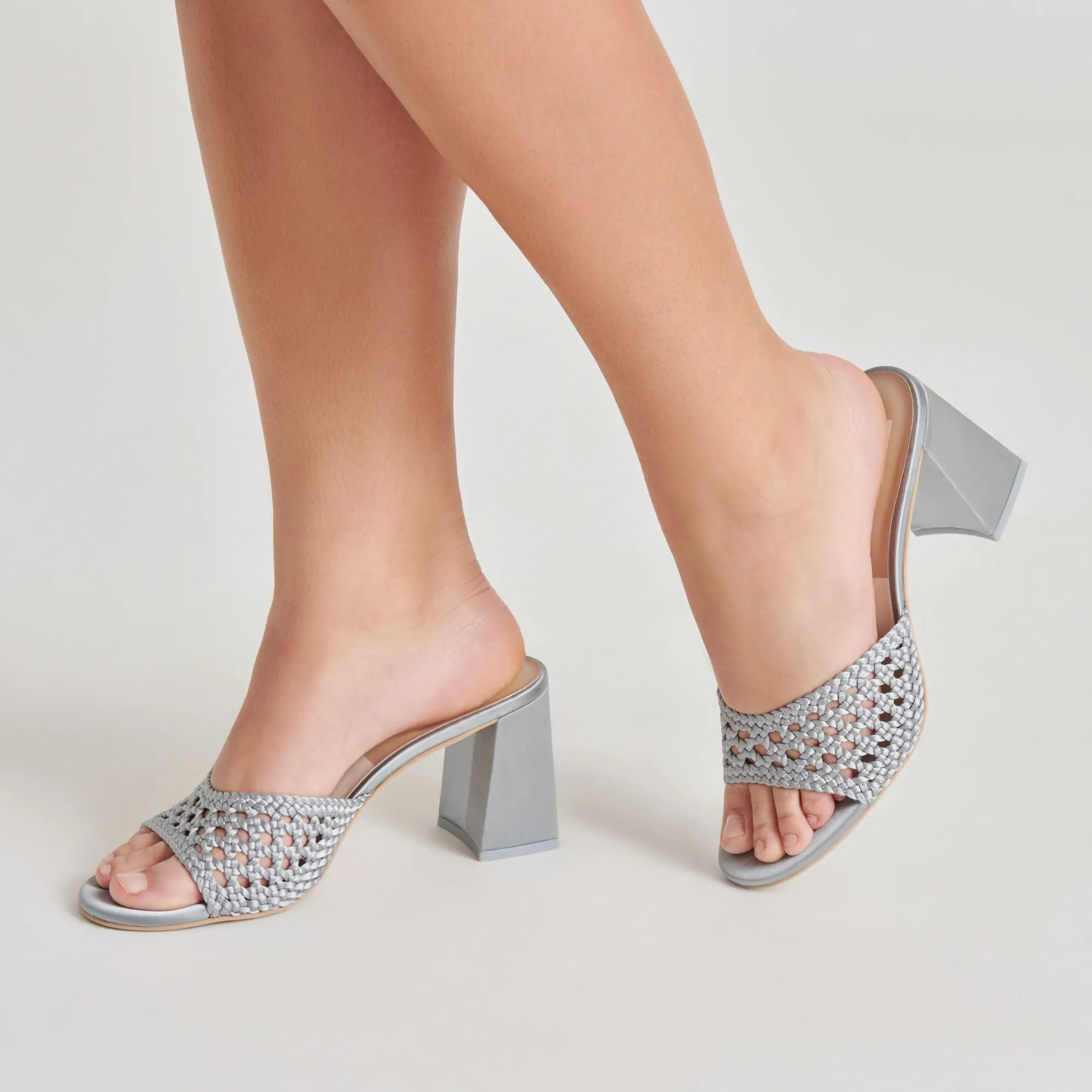 Ventilated MARGOE HEELS LIGHT BLUE WOVEN SATIN