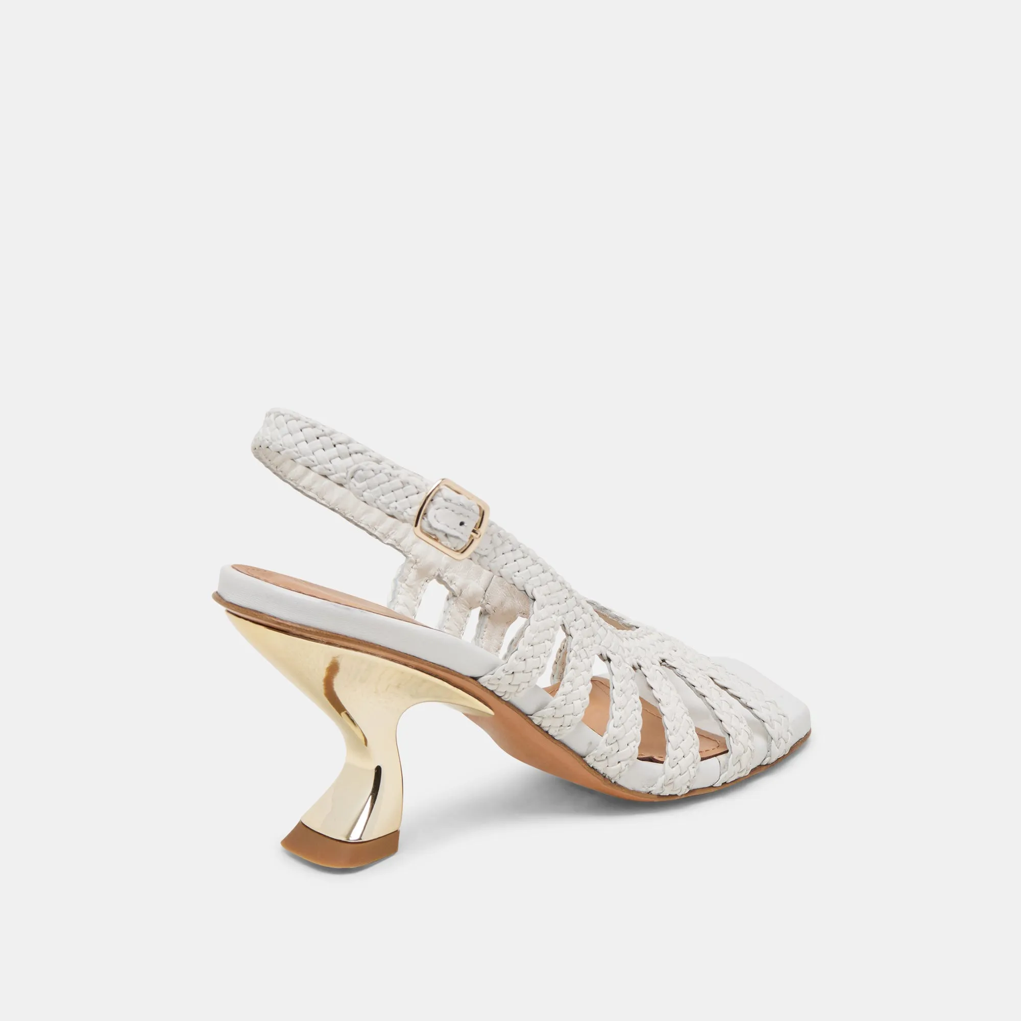 Fall Heels Chic White Stilettos SICILY HEELS WHITE WOVEN LEATHER