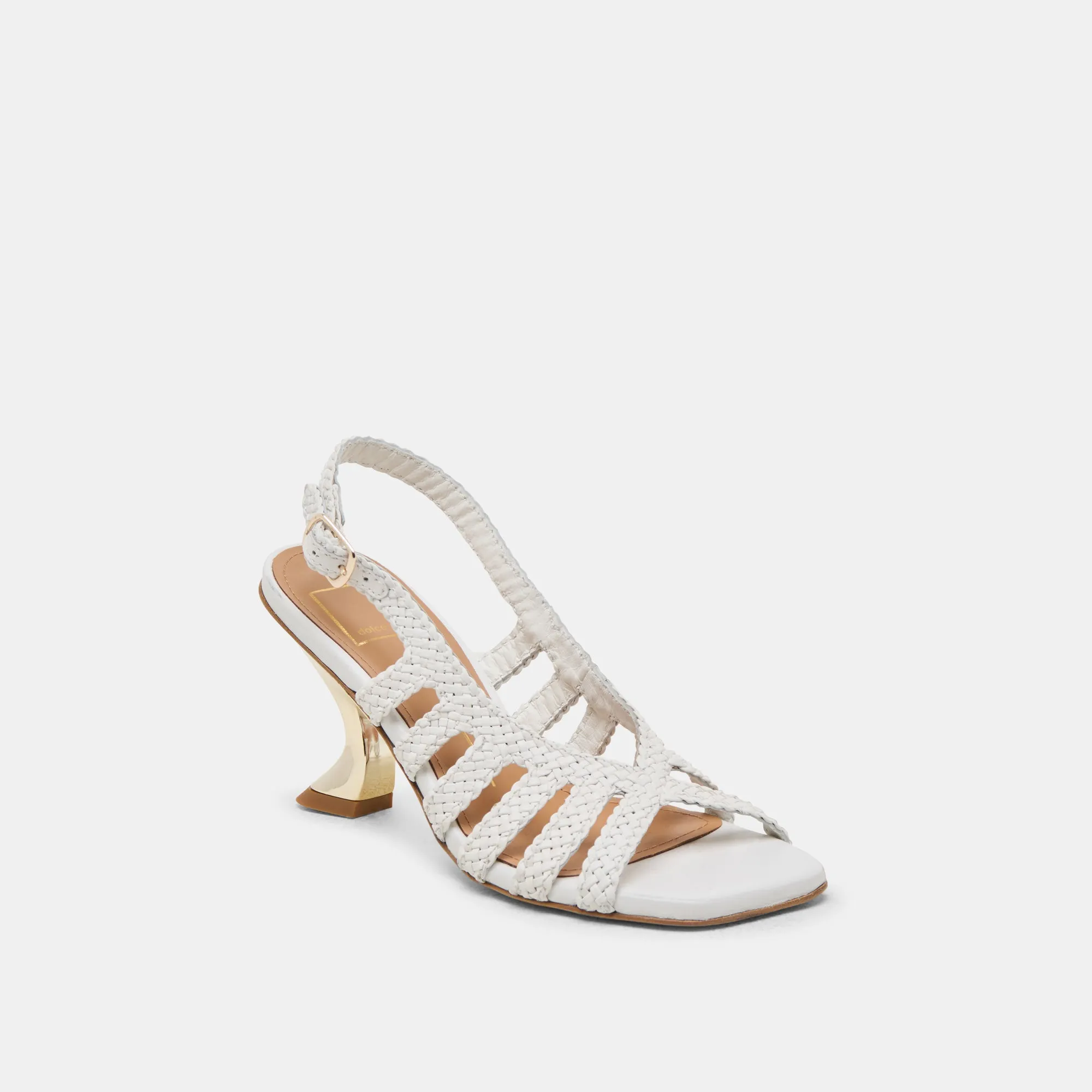 Flexible Construction Classic Wedding Heels SICILY HEELS WHITE WOVEN LEATHER