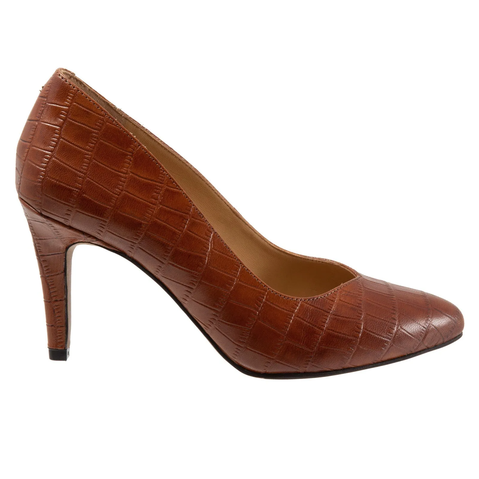 Stable Comfortable Wedding Shoes Trotters Angie T2050-291 Womens Brown Narrow Leather Pumps Heels Shoes