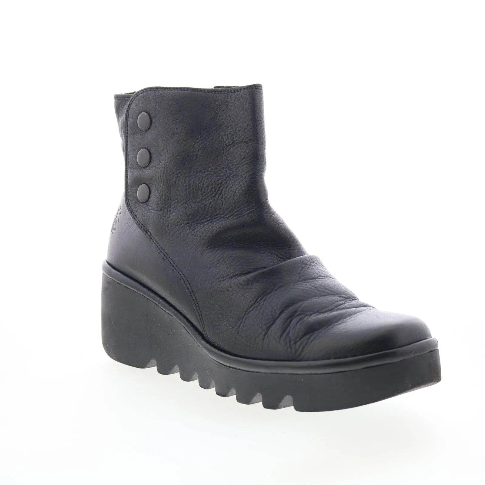 Long Walks Mud Ground Fly London Brom BROM344FLY-008 Womens Black Leather Ankle & Booties Boots