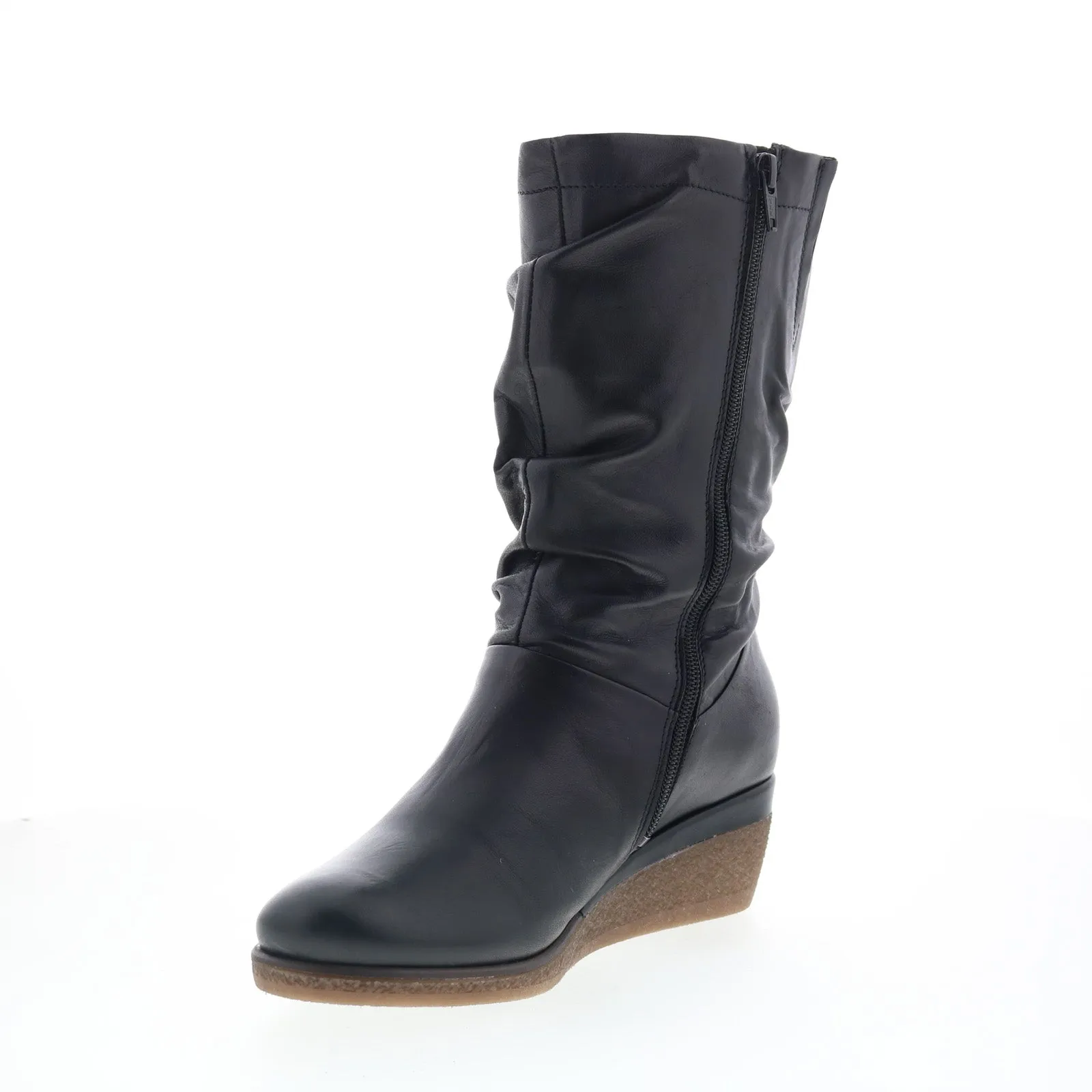 Miz Mooz Martina-MM Womens Black Leather Zipper Casual Dress Boots Comfortable Experience