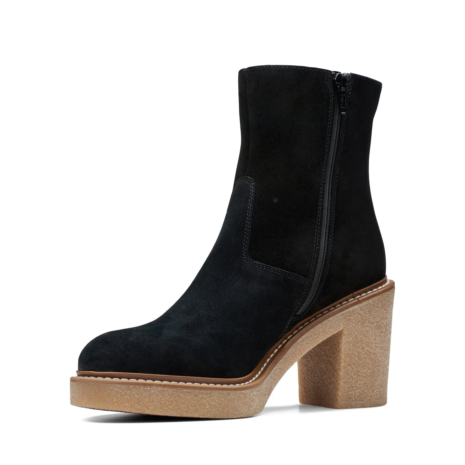 Clarks Colden Up 26175880 Womens Black Suede Zipper Ankle & Booties Boots Mountain use