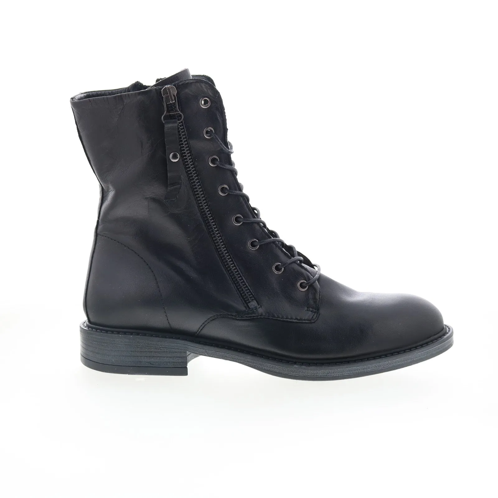 On-the-Go Wear Mid Length Miz Mooz Martel 21554 Womens Black Leather Zipper Casual Dress Boots