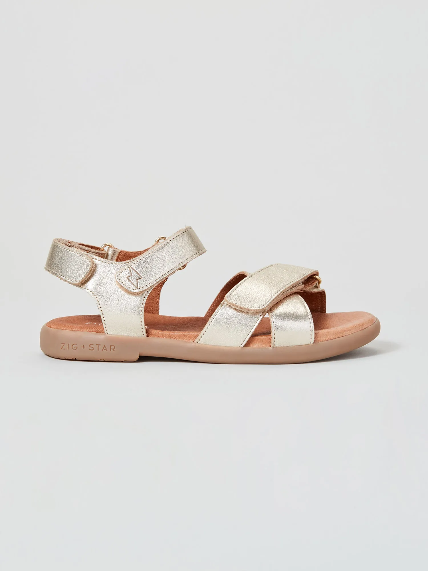 Rae Junior Cross-Strap Sandal Gold Dust Tropical Leaf Trendy Outdoor Shoes