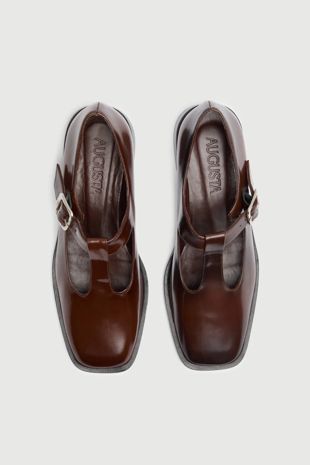 Lucy T-Bar in Caramel Leather Comfortable All-day Shoes Bold Path