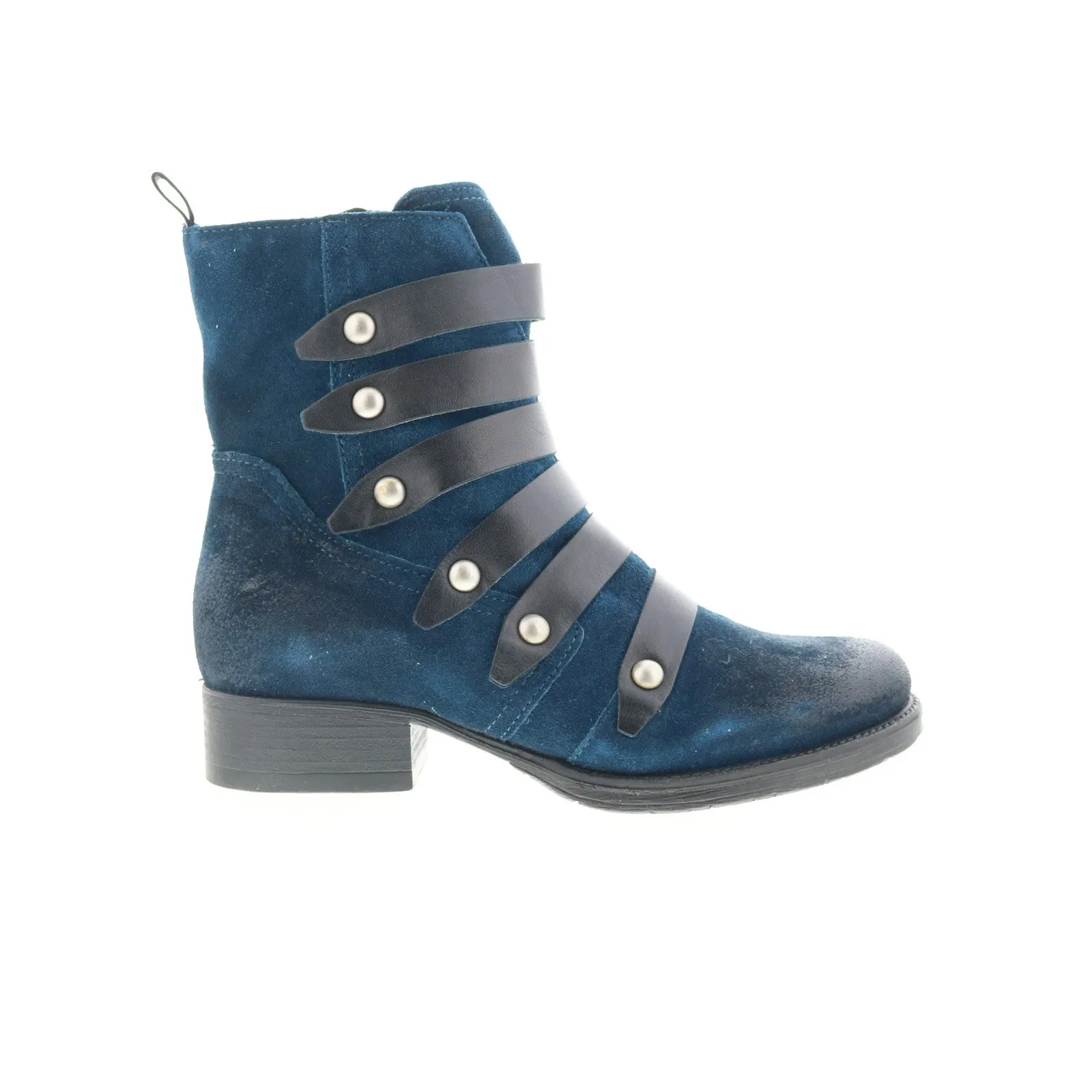 Miz Mooz Nancie P20240-101-0001 Womens Blue Suede Ankle & Booties Boots Western Pattern