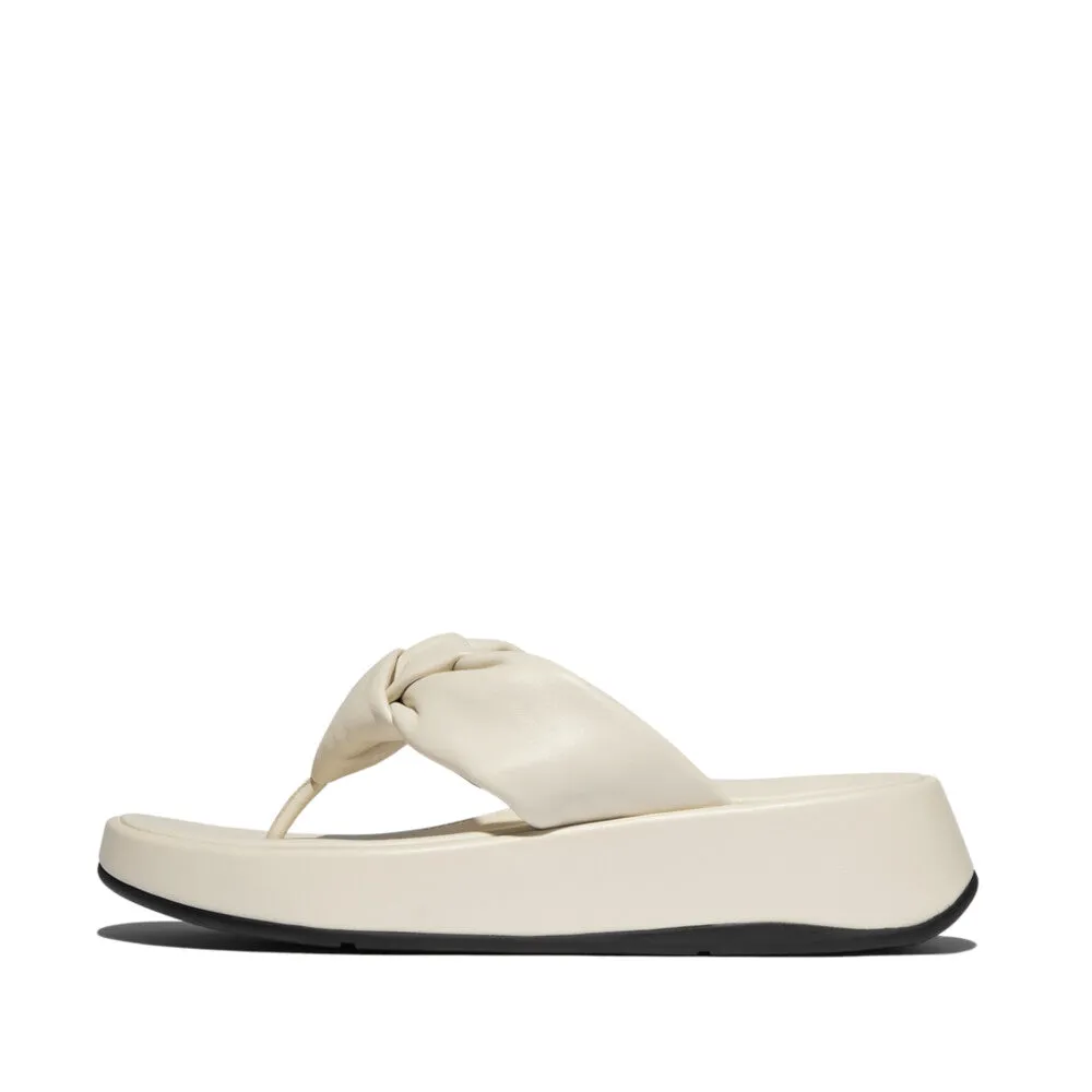 Stretchable FitFlop F-Mode Knot Soft-Leather Flatform Toe-Post Sandals