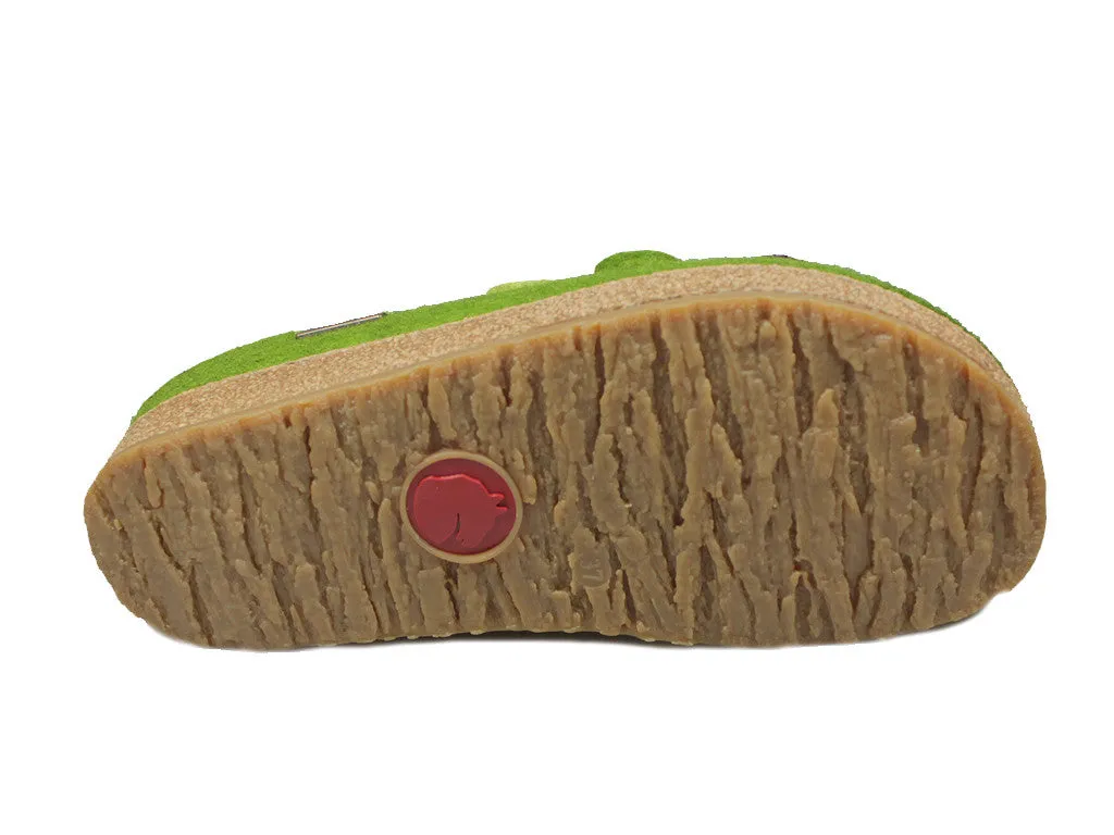 Long Walk Haflinger Clogs Grizzly Kanon Green