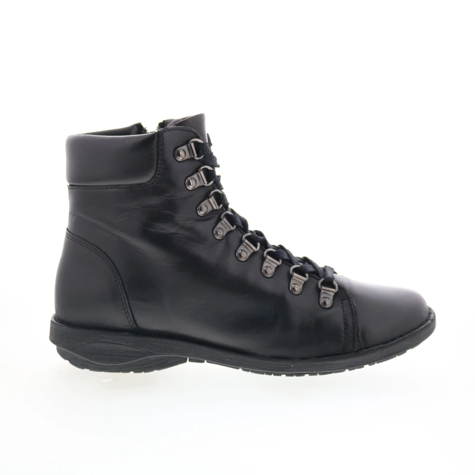 Cozy And Warm Miz Mooz Prentiss Womens Black Leather Lace Up Casual Dress Boots