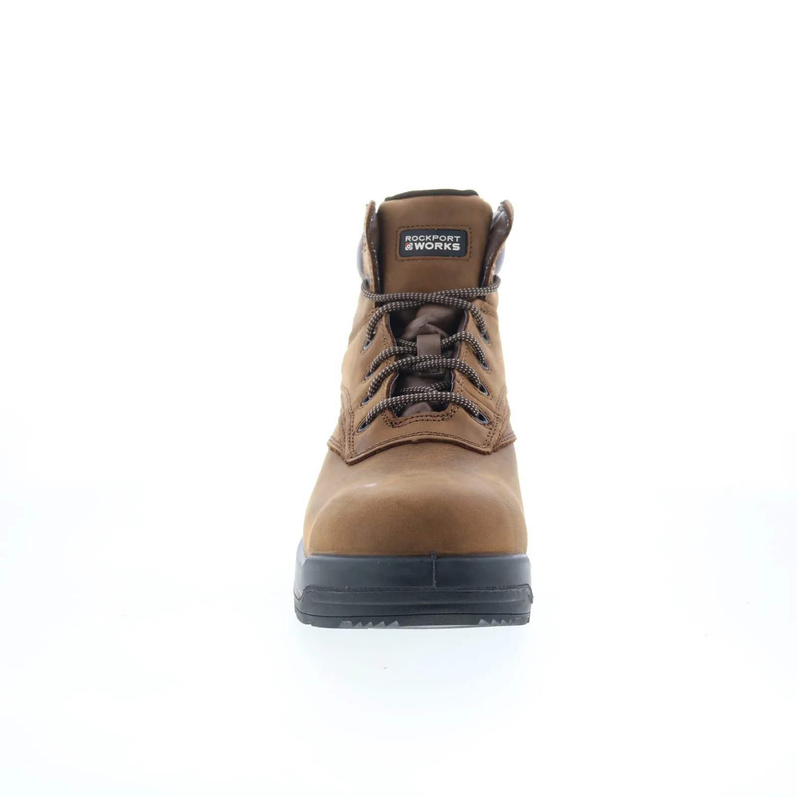 Rockport Works Steel Toe Brown RK6631 Mens Brown Leather Lace Up Work Boots Slip On Style