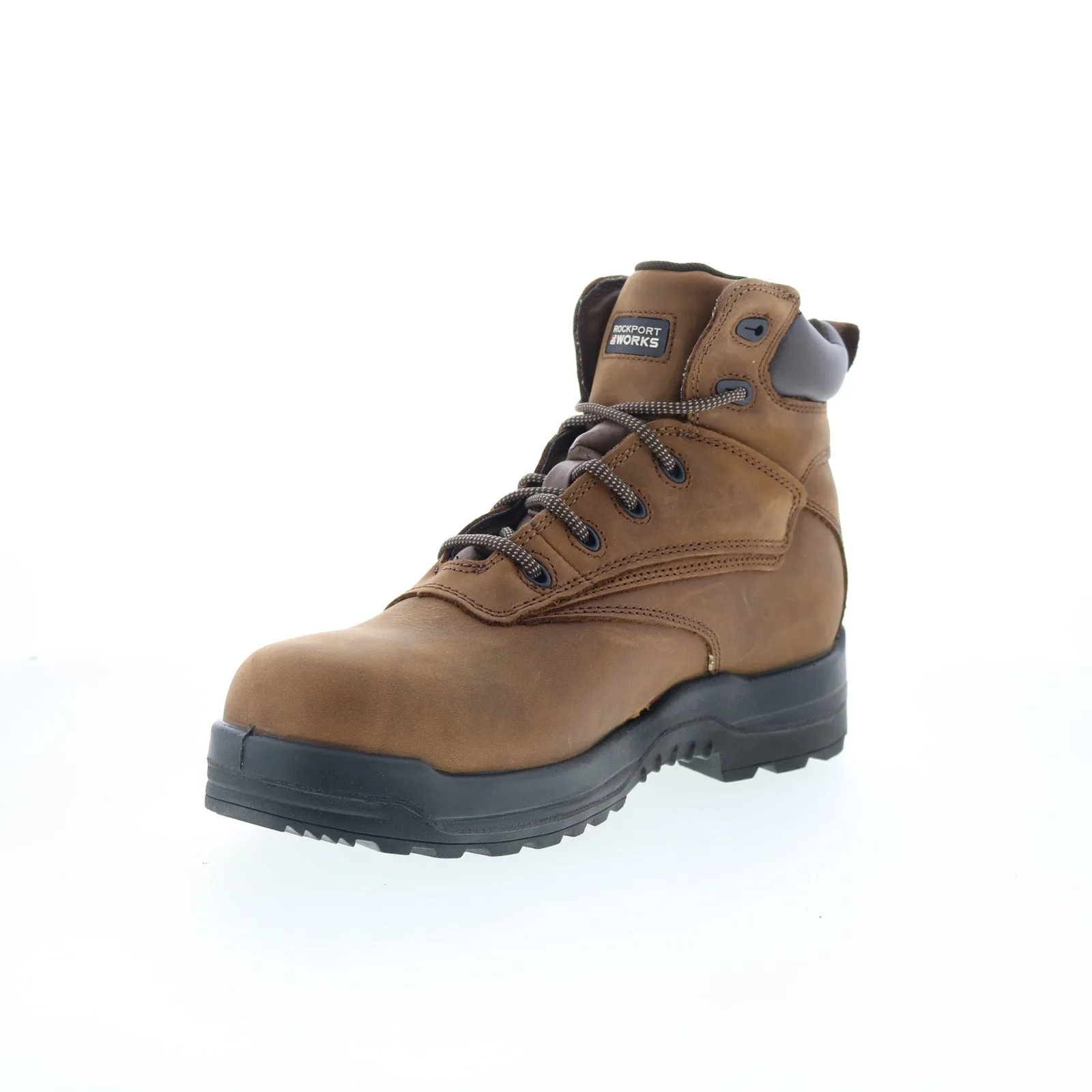 Rockport Works Steel Toe Brown RK6631 Mens Brown Leather Lace Up Work Boots Trail Strength