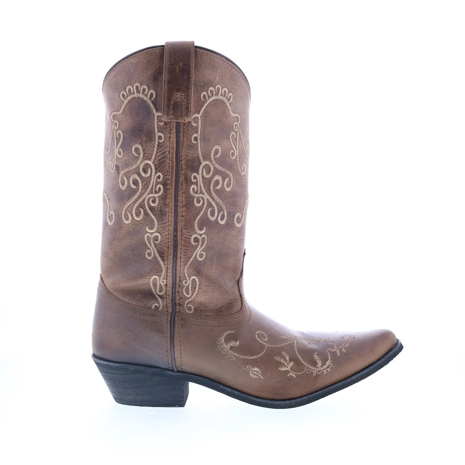 Smoky Mountain Boots Mailyn 6054 Womens Brown Leather Slip On Western Boots Comfortable Step