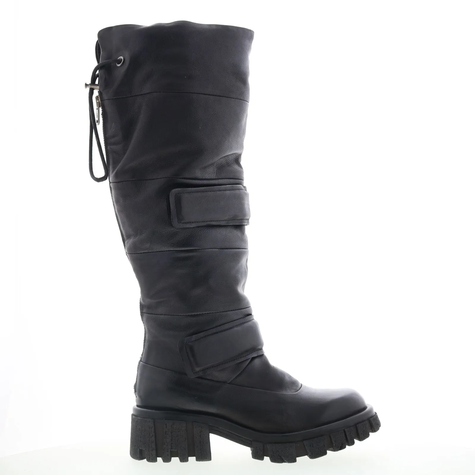 A.S. 98 Halpert Womens Black Leather Zipper Knee High Boots Flexible Construction