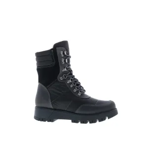 Slim Profile Mixed Textures Bos. & Co. Greer Prima Womens Black Suede Lace Up Casual Dress Boots