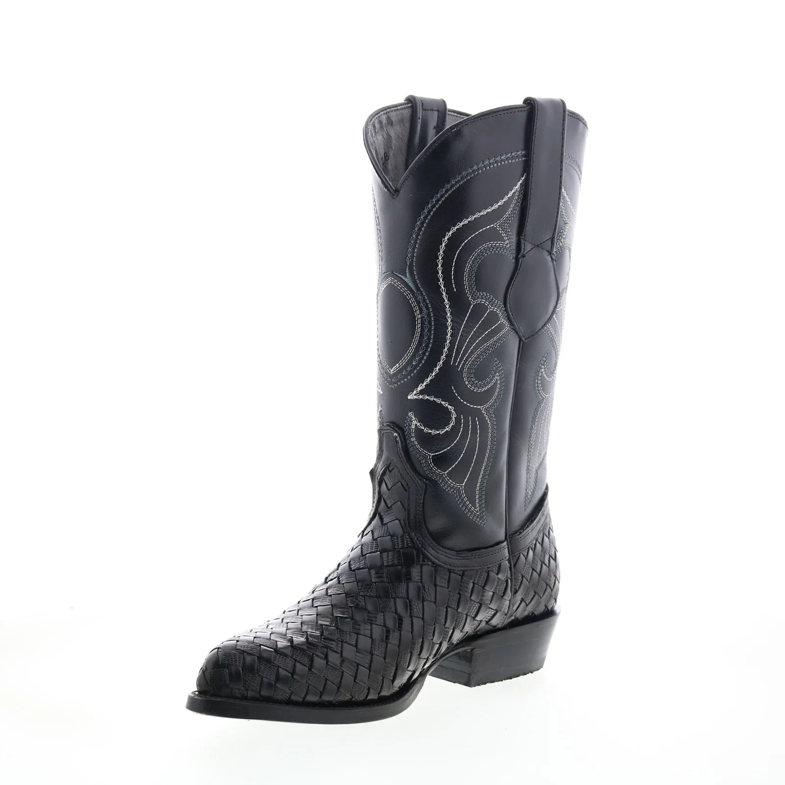 Los Altos J-Toe Vergel Teju Lizard Mens Black Wide Cowboy Western Boots All Day Wear