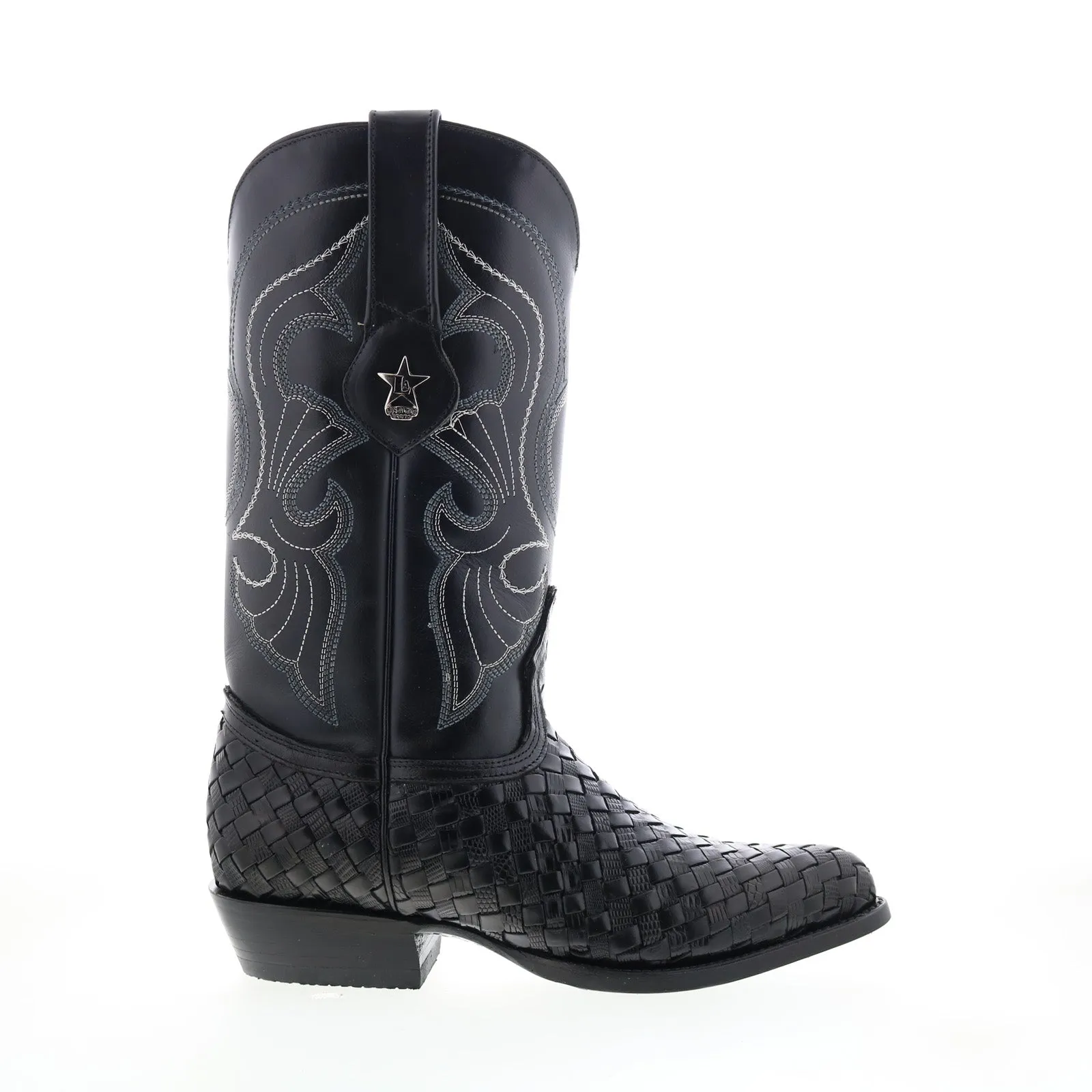 Los Altos J-Toe Vergel Teju Lizard Mens Black Wide Cowboy Western Boots soft feel
