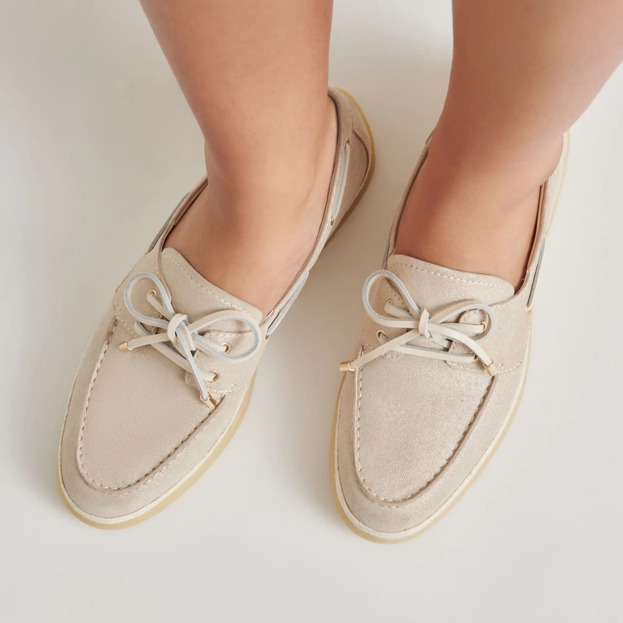 Shock absorption DORIS LOAFERS TAUPE METALLIC WOVEN