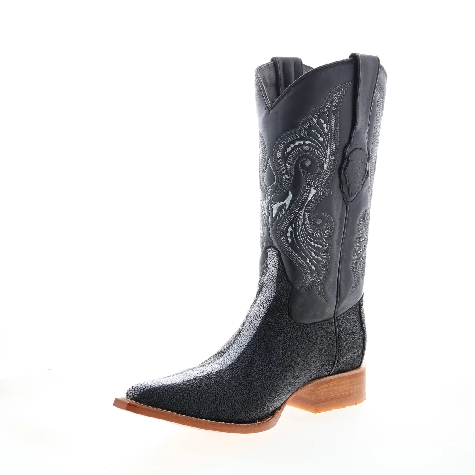 Los Altos 3X Toe Stingray Rowstone Finish Mens Black Wide Cowboy Western Boots Thermal Protection