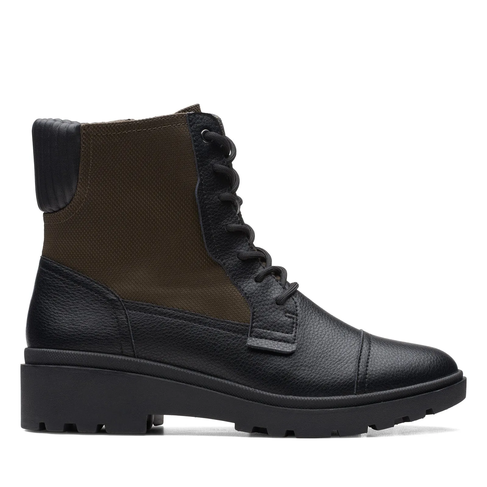 Clarks Calla Charm 26169146 Womens Black Leather Lace Up Casual Dress Boots Comfort Oriented Cushioned Support