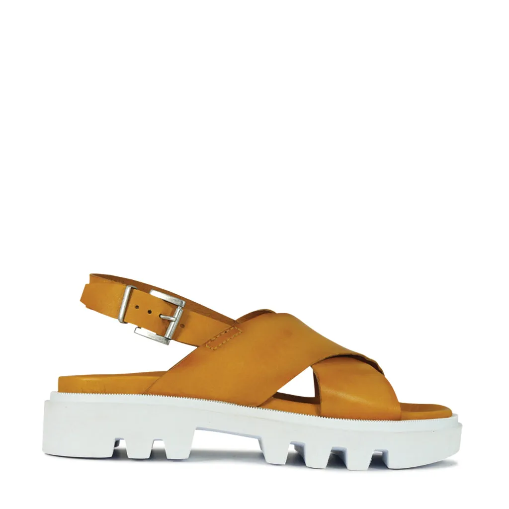 Boosted touch PLUMA LEATHER SLING BACK SANDALS