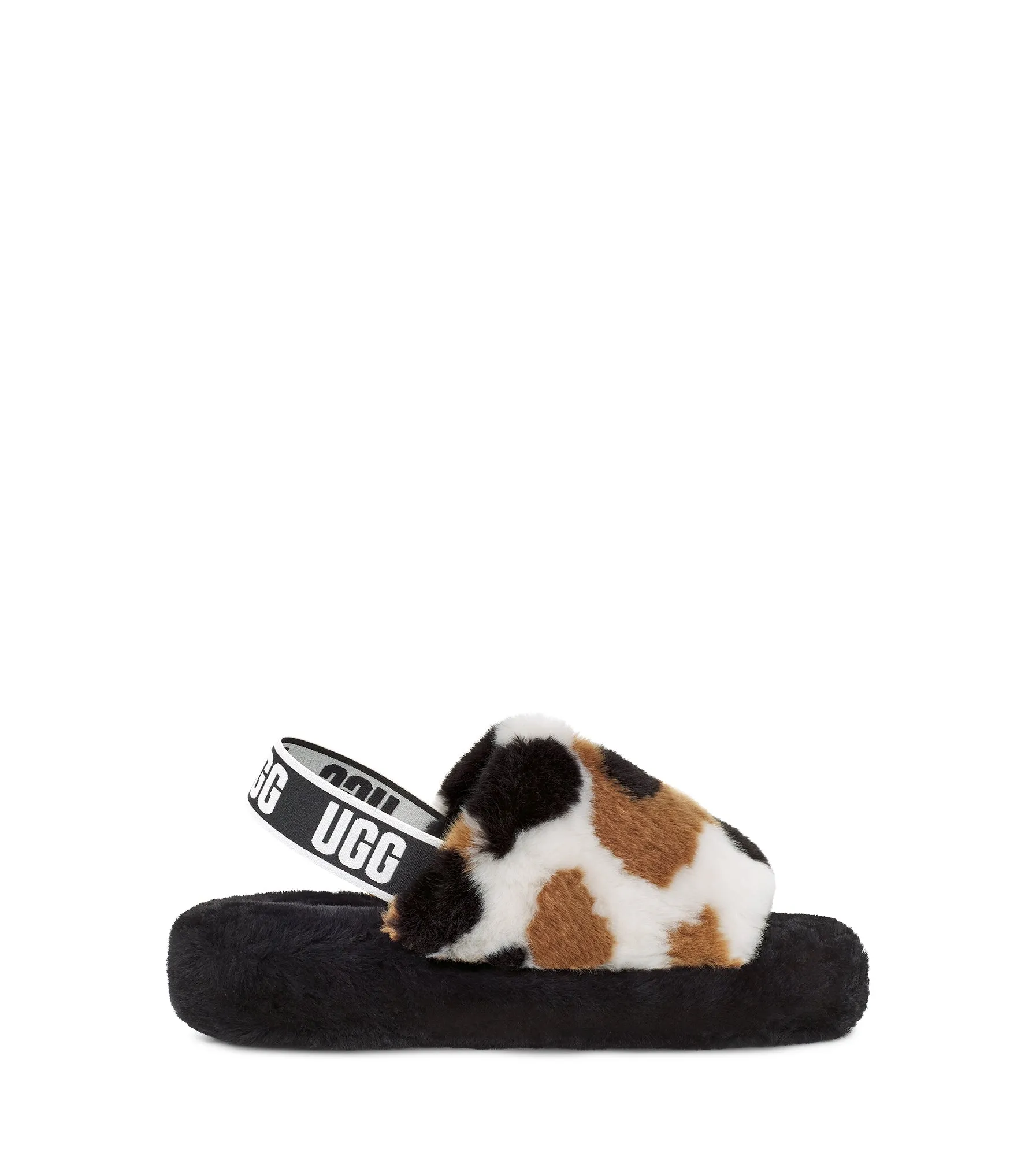 Rich Glow UGG Fluff Yeah Slide Cow Print