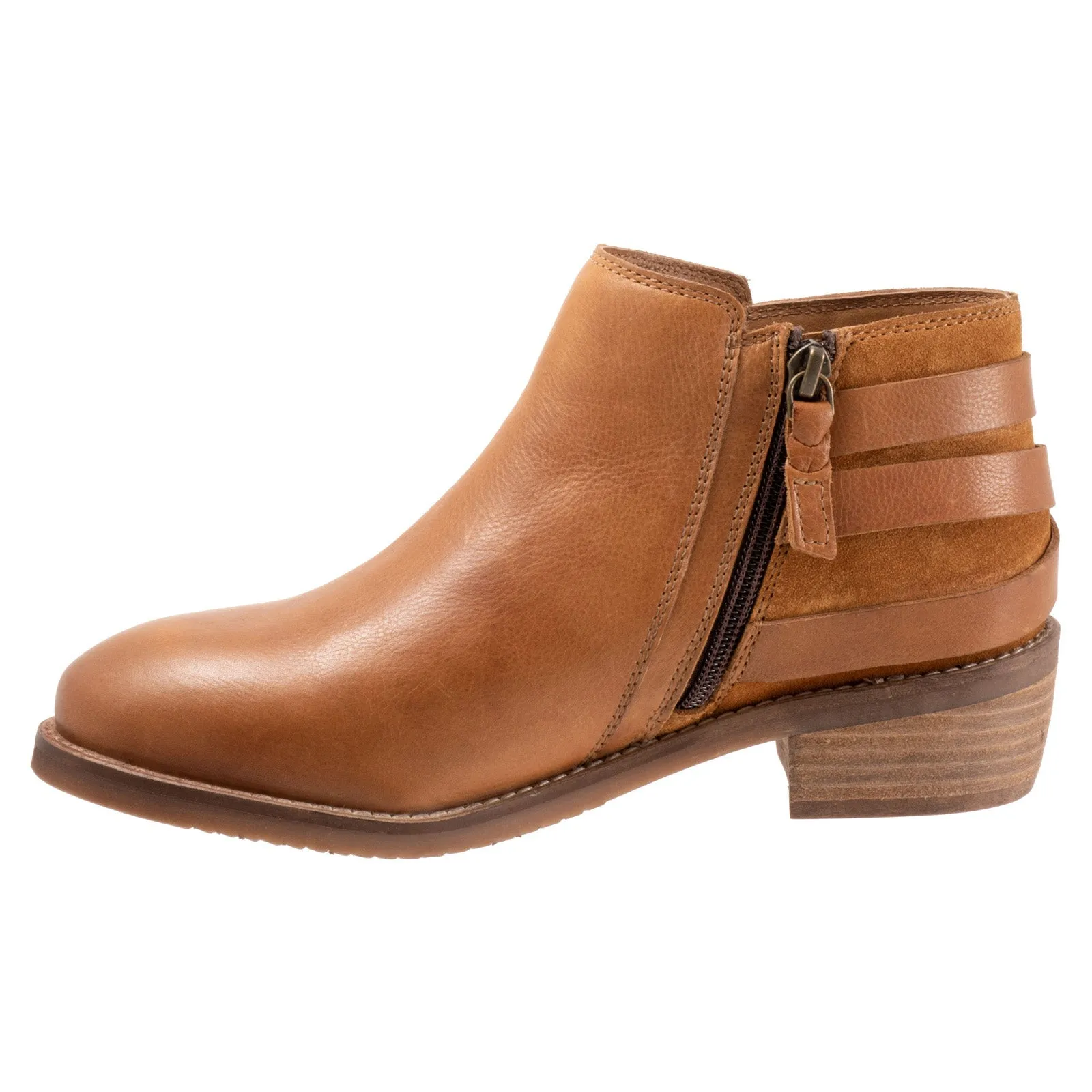Softwalk Raleigh S2155-206 Womens Brown Leather Ankle & Booties Boots Zip Closure