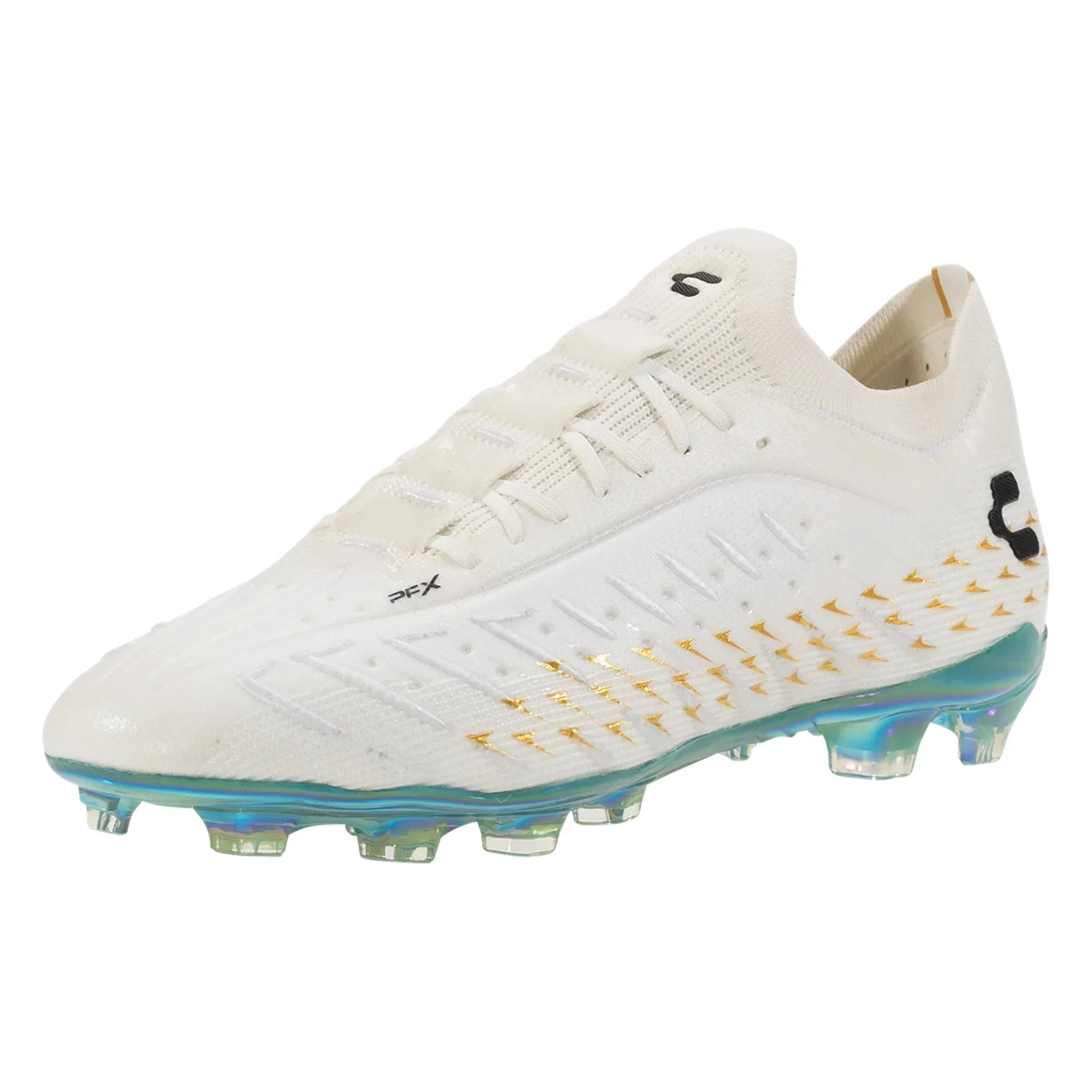 Charly Zinetik PFX Firm Ground Soccer Cleats (White/Aqua) Secure Grip