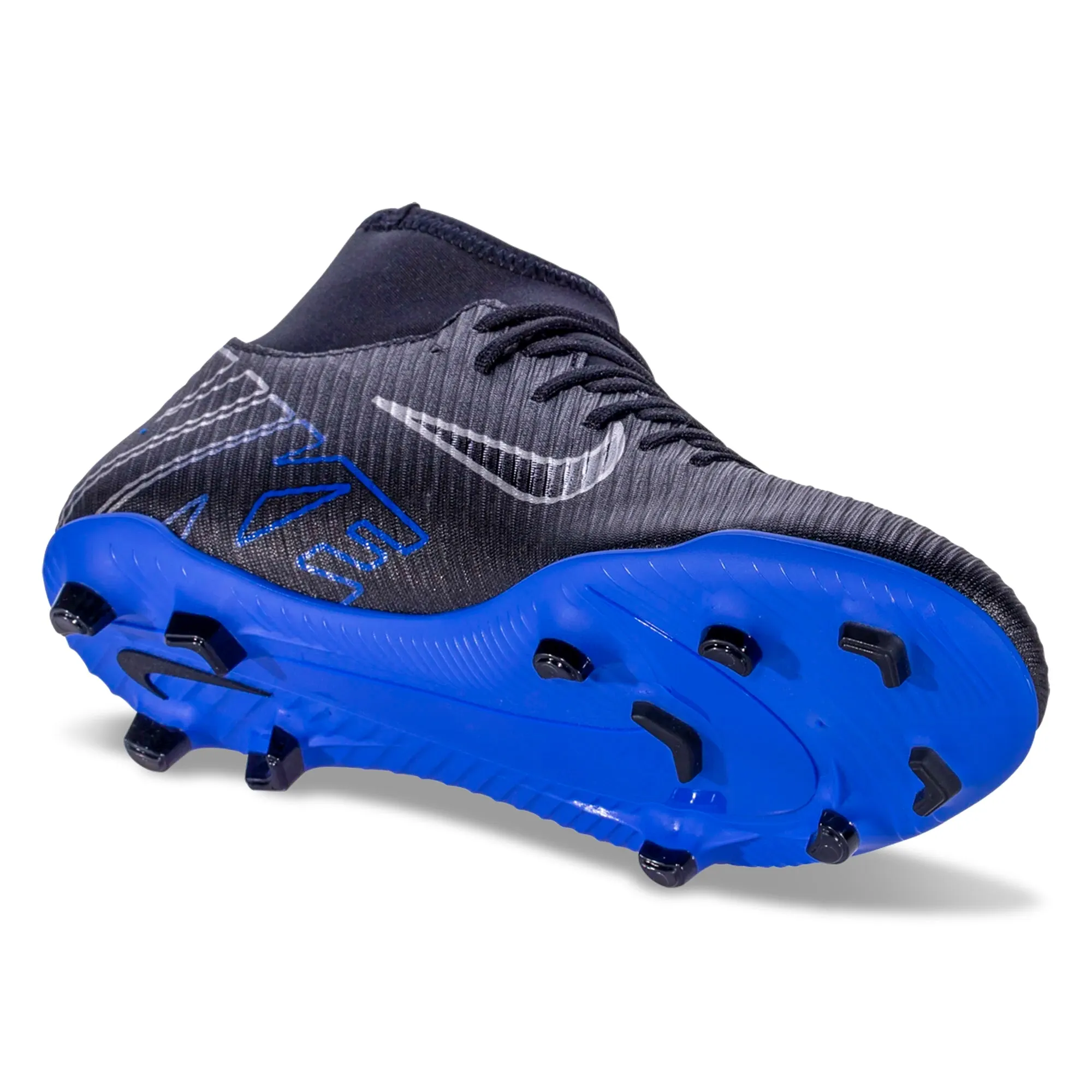 Nike Superfly 9 Club FG/MG Soccer Cleats (Black/Chrome-Hyper Royal) Anti-Clog