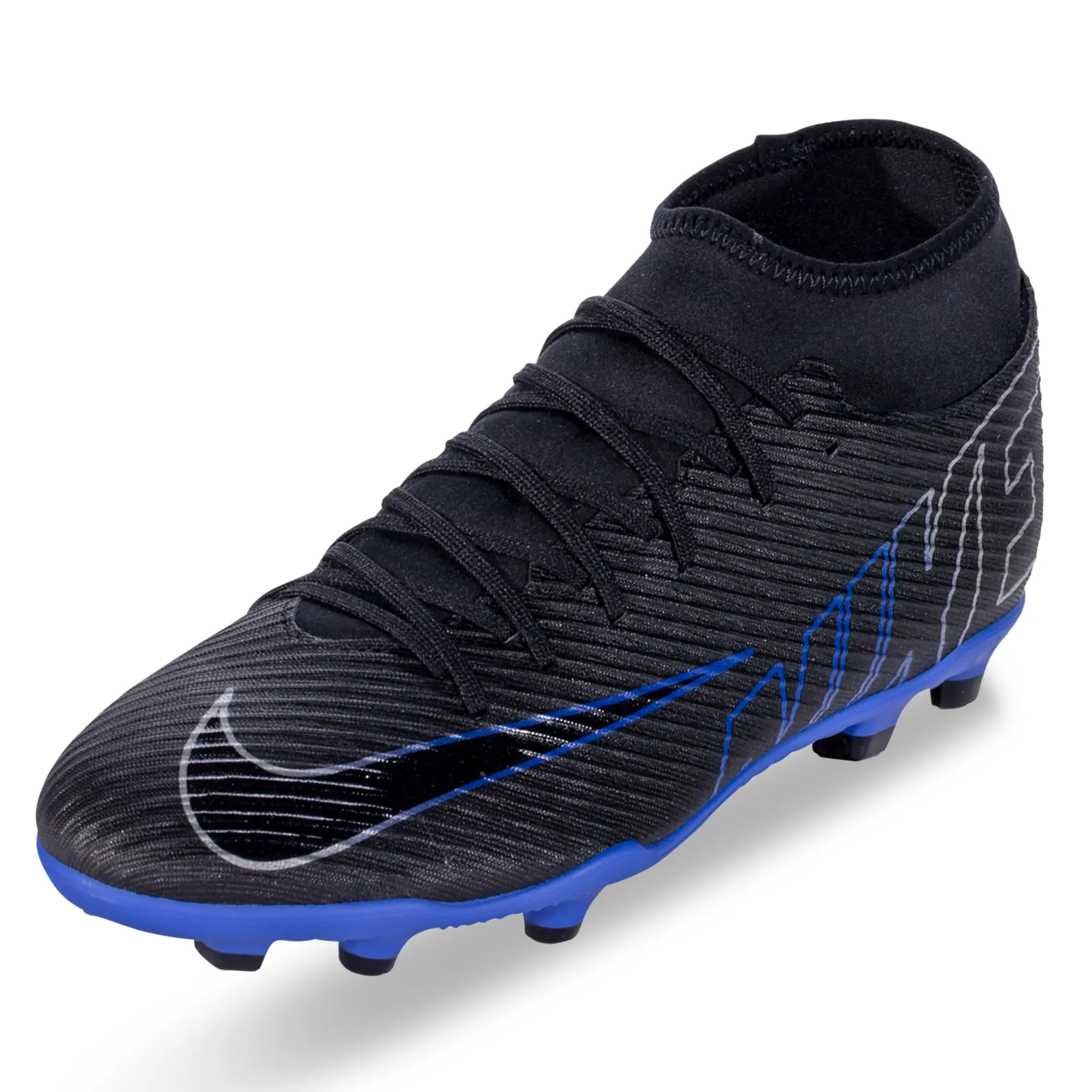 Nike Superfly 9 Club FG/MG Soccer Cleats (Black/Chrome-Hyper Royal) Center Control