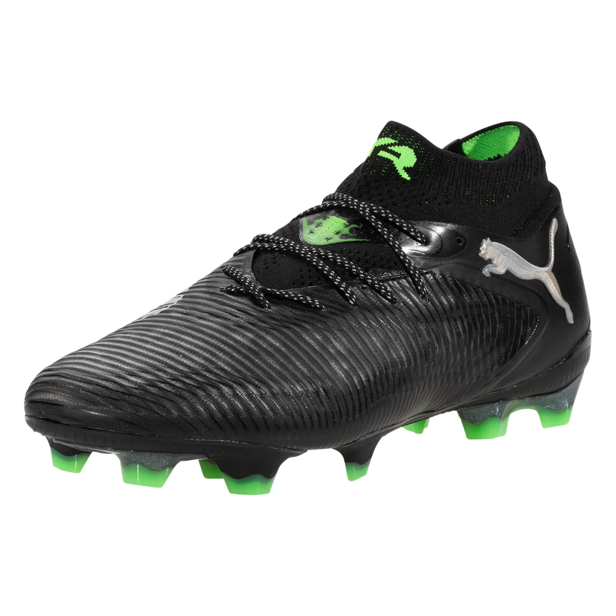 Power Transfer Puma Future 8 Ultimate FG Soccer Cleats (Black/Cool Grey/Fluo Green)