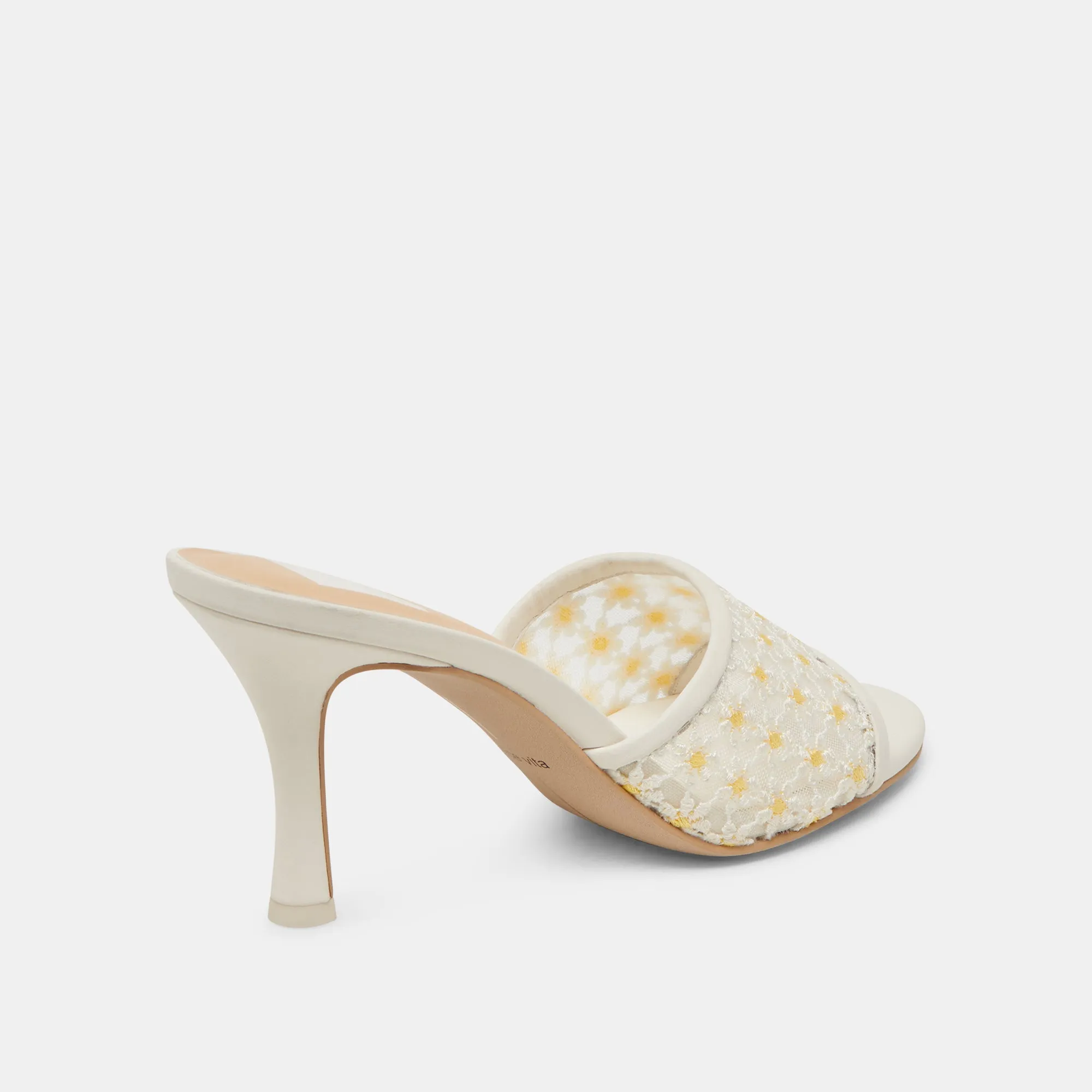 LAVENA FLORAL HEELS WHITE YELLOW FLORAL MESH Casual Pumps