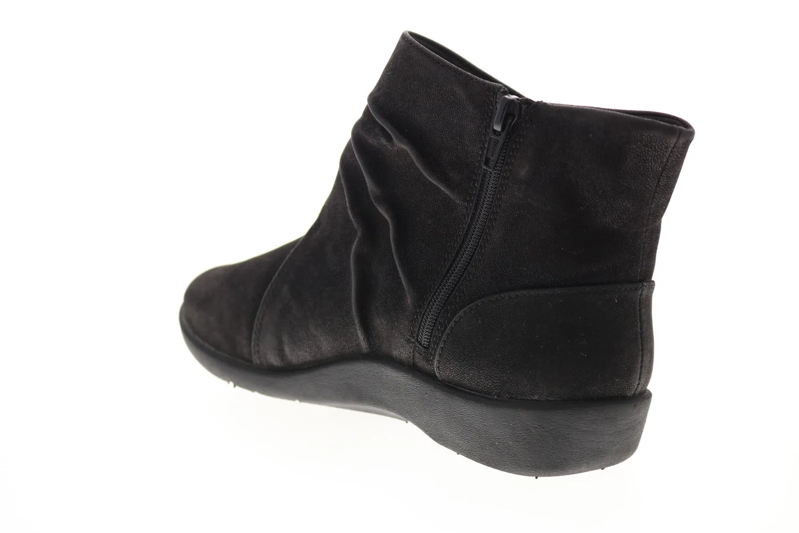 Clarks Sillian Tana 26137566 Womens Black Canvas Zipper Chelsea Boots Patterned Surface