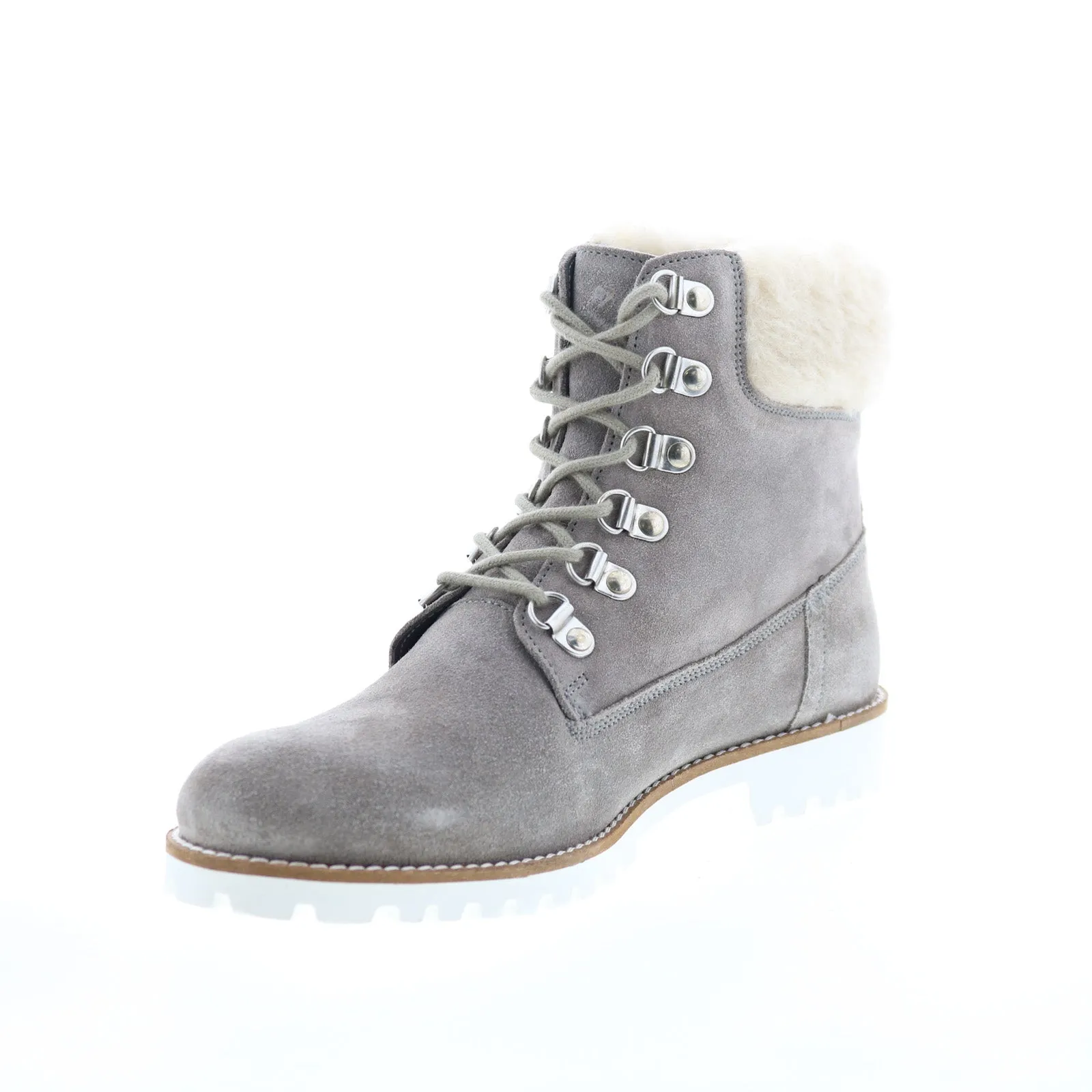 Soft Leather Outdoor Daily Diba True Draw Tap 31120 Womens Gray Suede Lace Up Casual Dress Boots