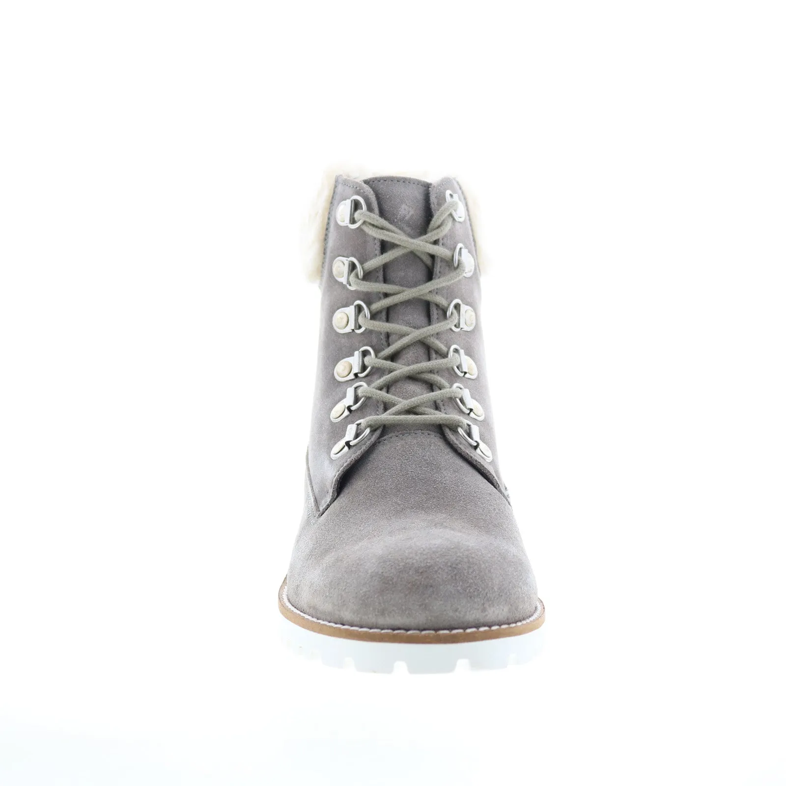 Diba True Draw Tap 31120 Womens Gray Suede Lace Up Casual Dress Boots Suede Material