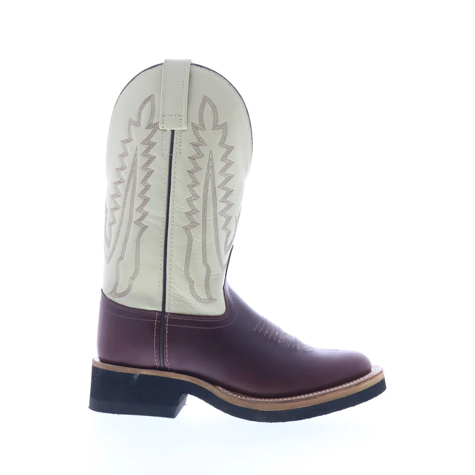 Jama Old West 1654L Womens Burgundy Leather Slip On Cowboy Western Boots Flexible Upper