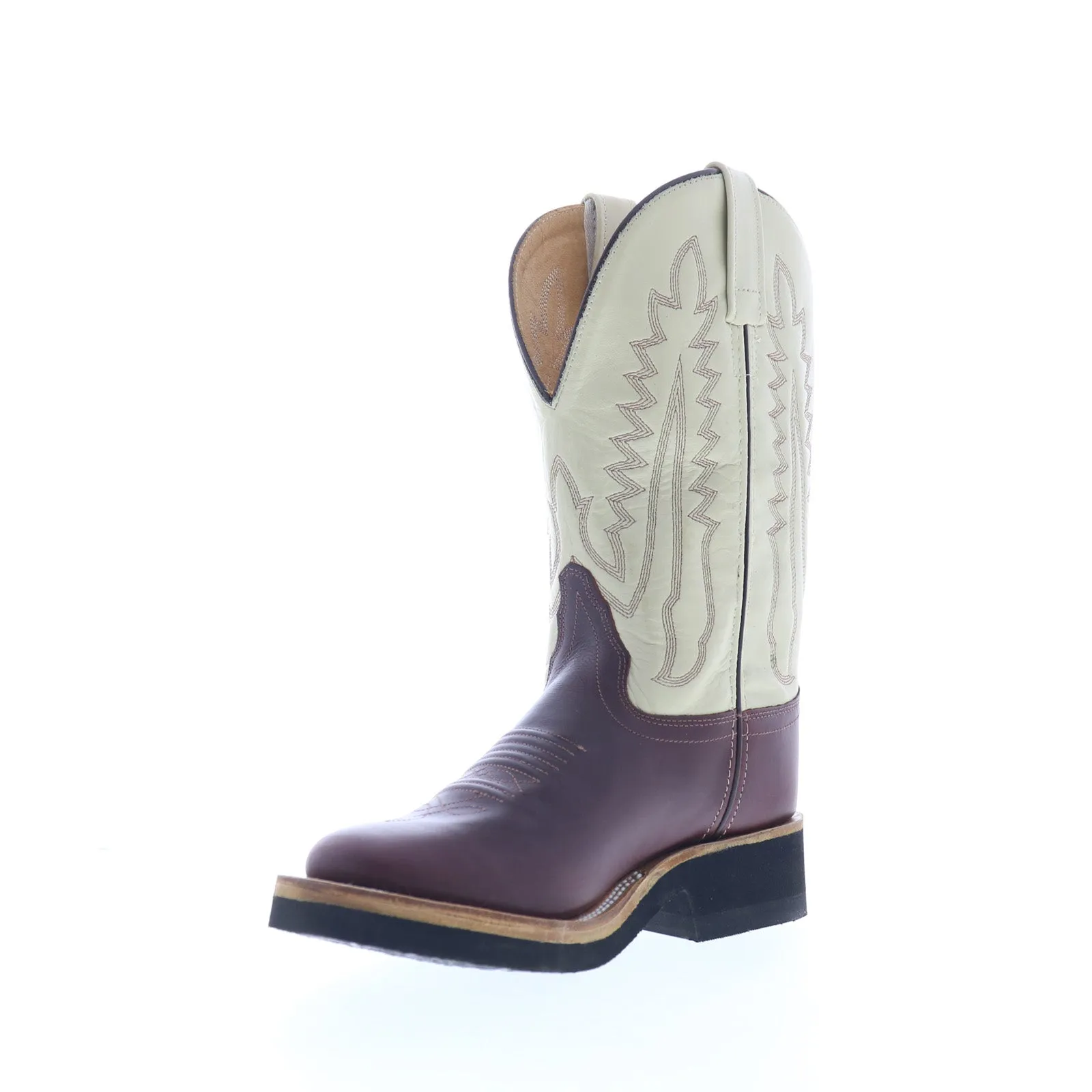 Jama Old West 1654L Womens Burgundy Leather Slip On Cowboy Western Boots Classic Appearance