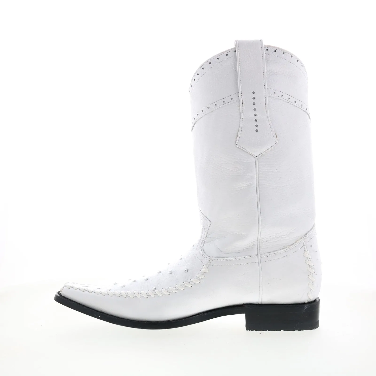 Thermal Protection Soft Support Los Altos Square Toe Ostrich Deer Stitch Mens White Wide Cowboy Western Boots