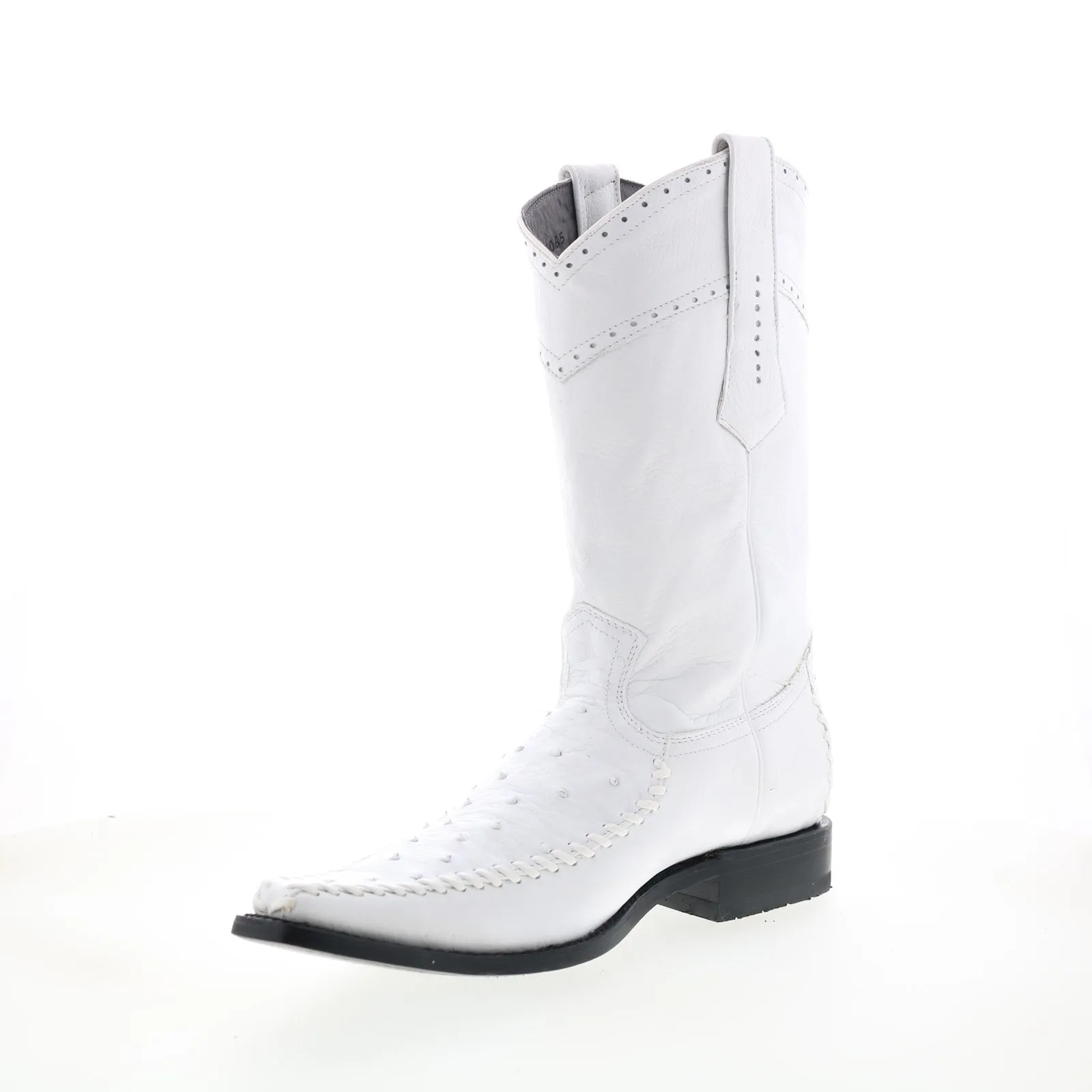 Memory Foam Warm And Comfortable Los Altos Square Toe Ostrich Deer Stitch Mens White Wide Cowboy Western Boots