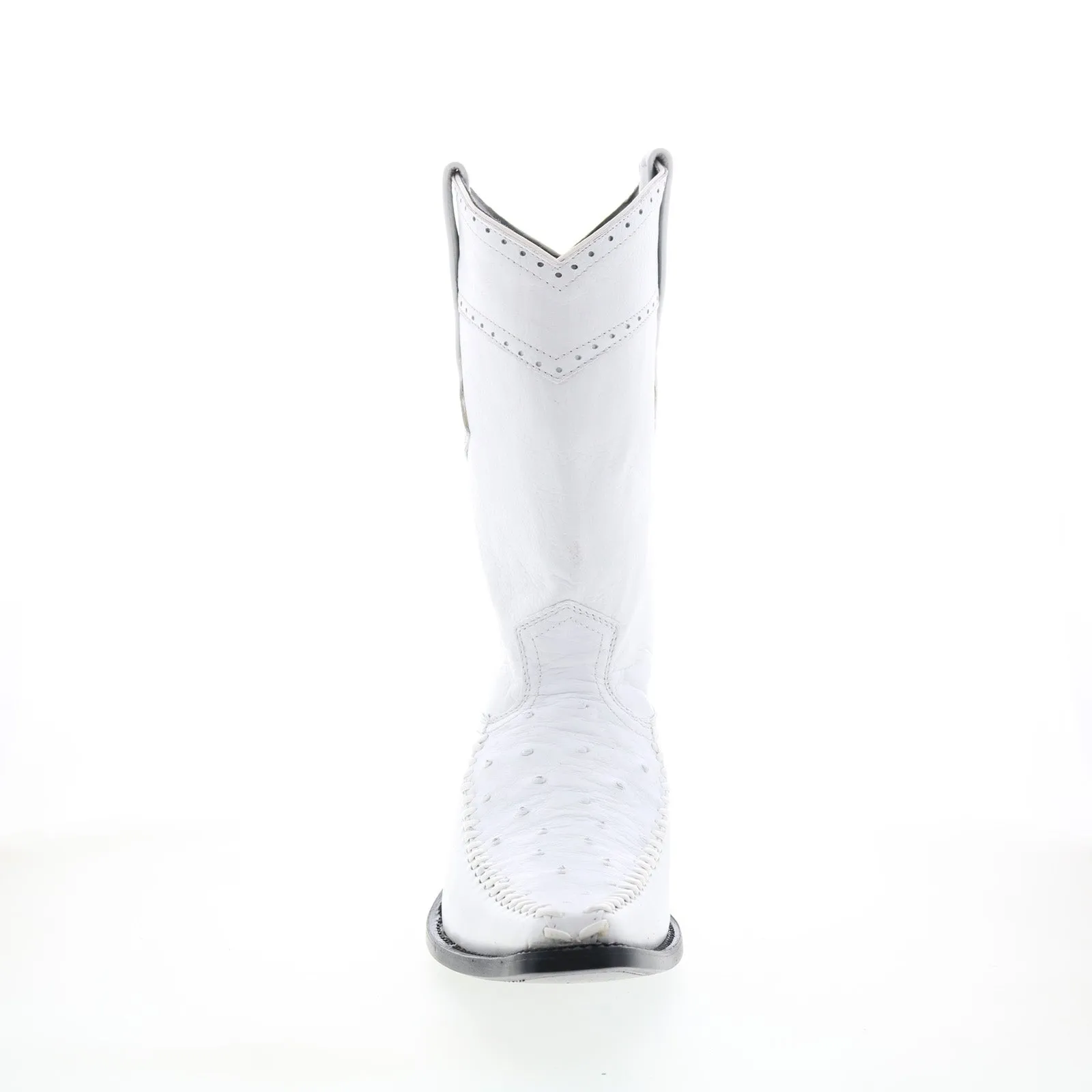 Los Altos Square Toe Ostrich Deer Stitch Mens White Wide Cowboy Western Boots Cordura Material