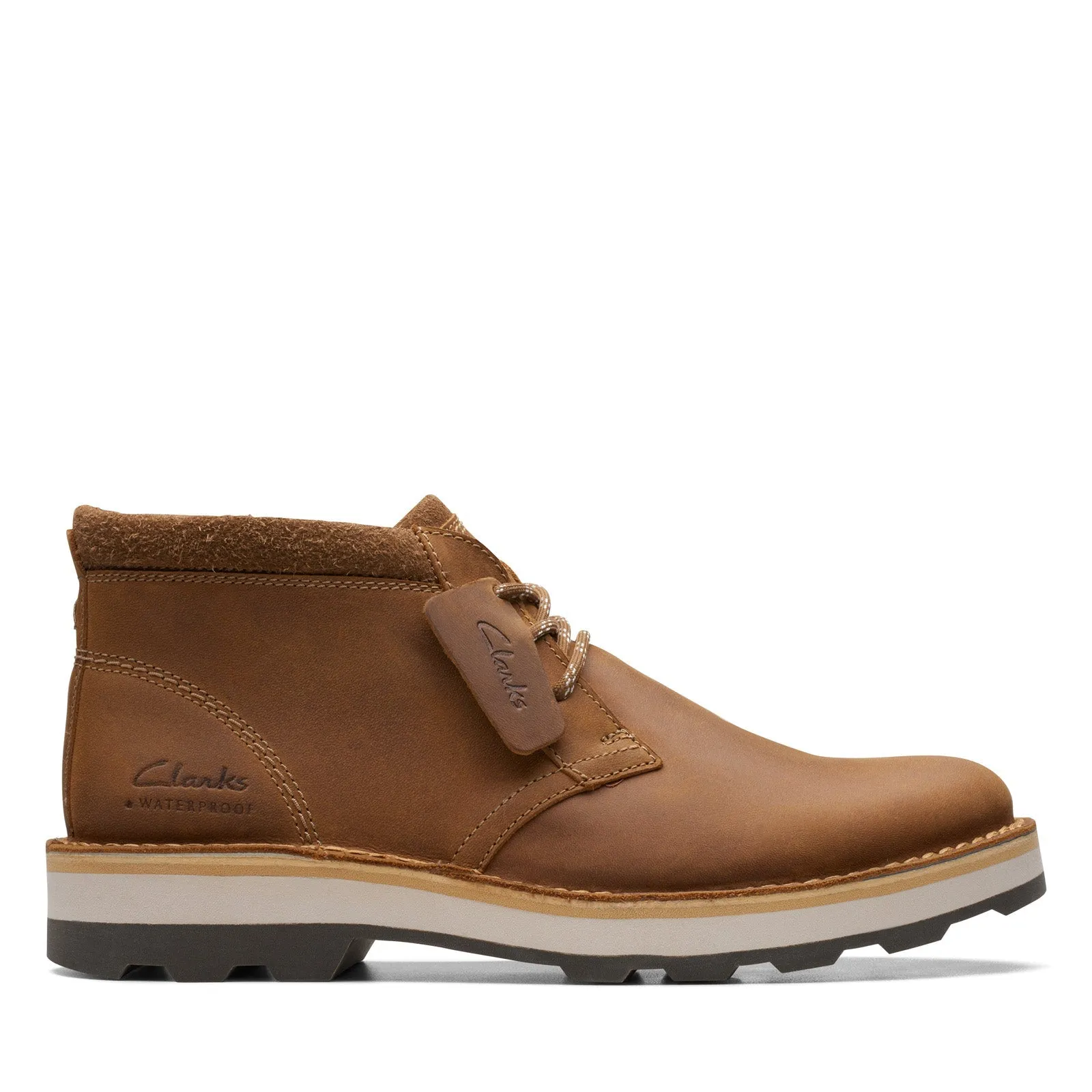 Clarks Corston DB Waterproof 26169492 Mens Brown Leather Chukkas Boots Slip Resistant