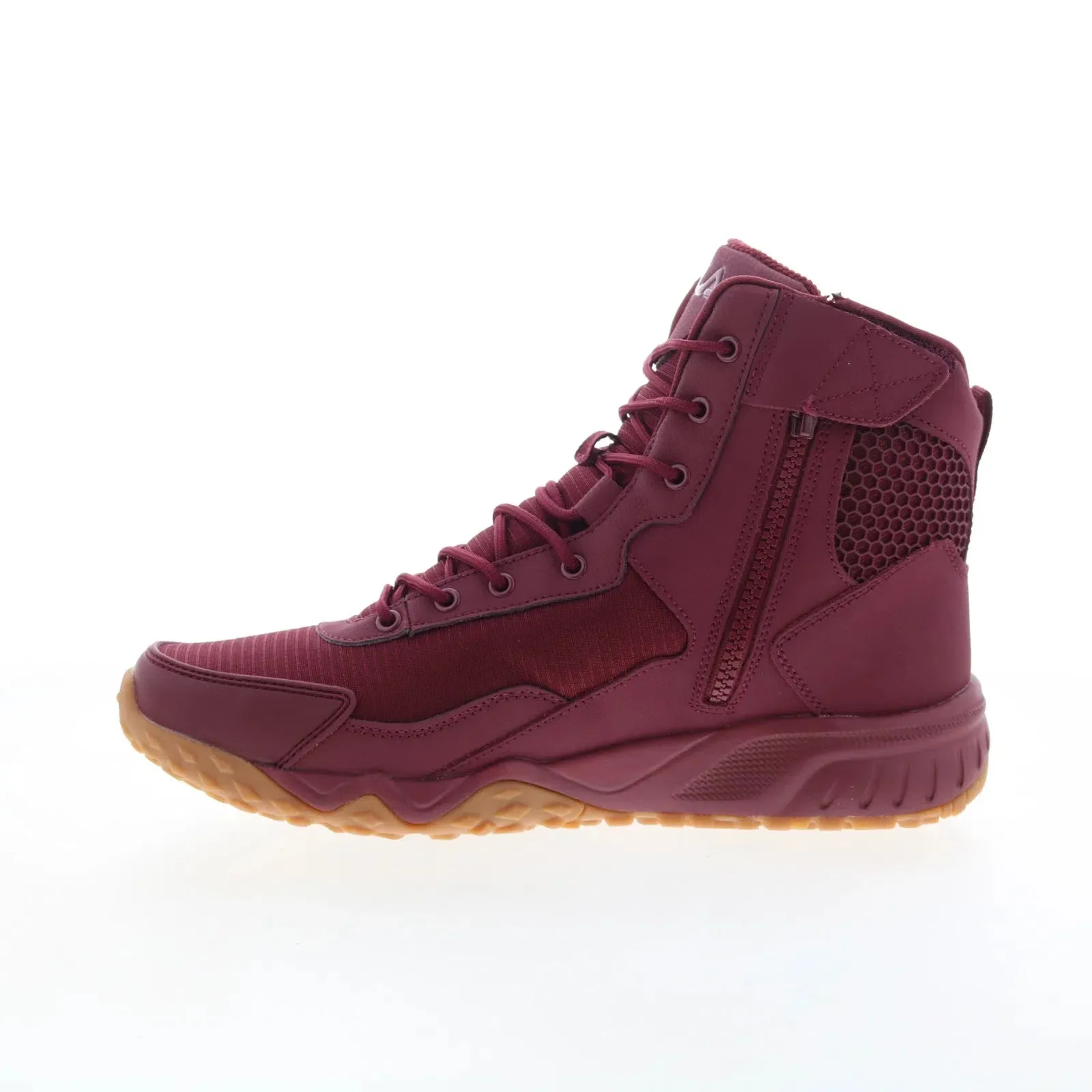 Fila Chastizer 1LM00358-947 Mens Red Leather Lace Up Work Boots Hiking Comfort Flexible Material