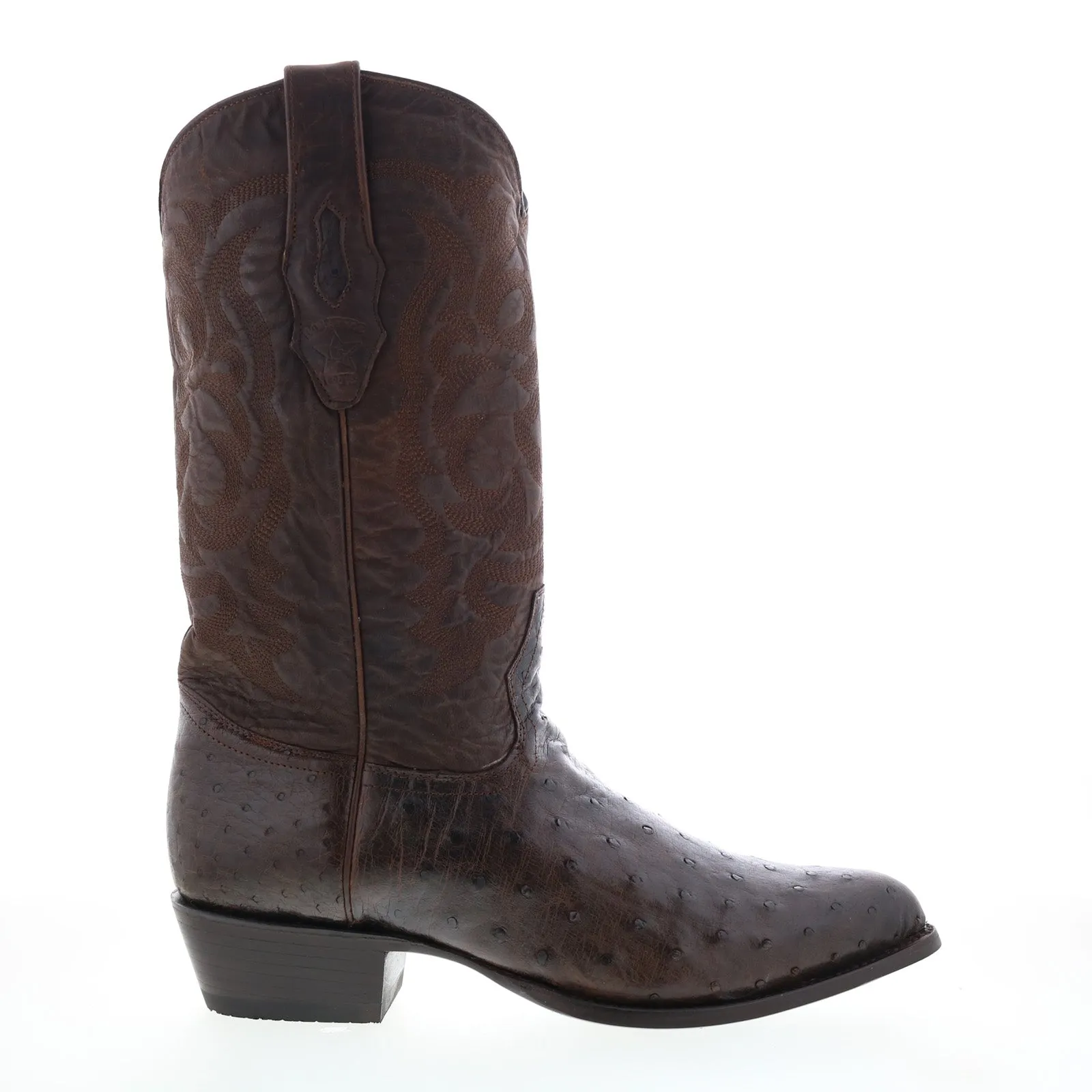 Extreme Durability Los Altos J-Toe Waxed Ostrich 99E0307 Mens Brown Wide Cowboy Western Boots