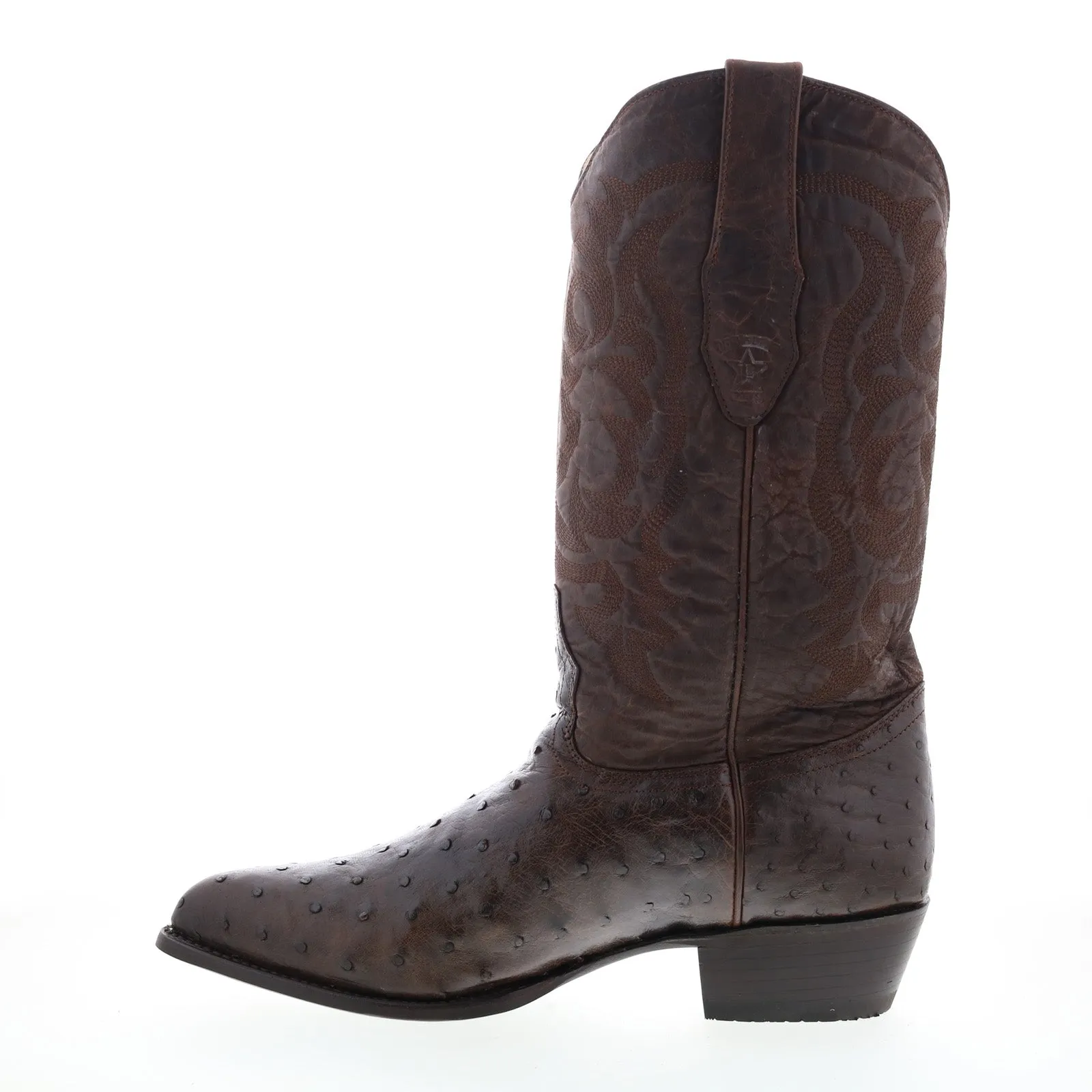 Insulated Fit Los Altos J-Toe Waxed Ostrich 99E0307 Mens Brown Wide Cowboy Western Boots