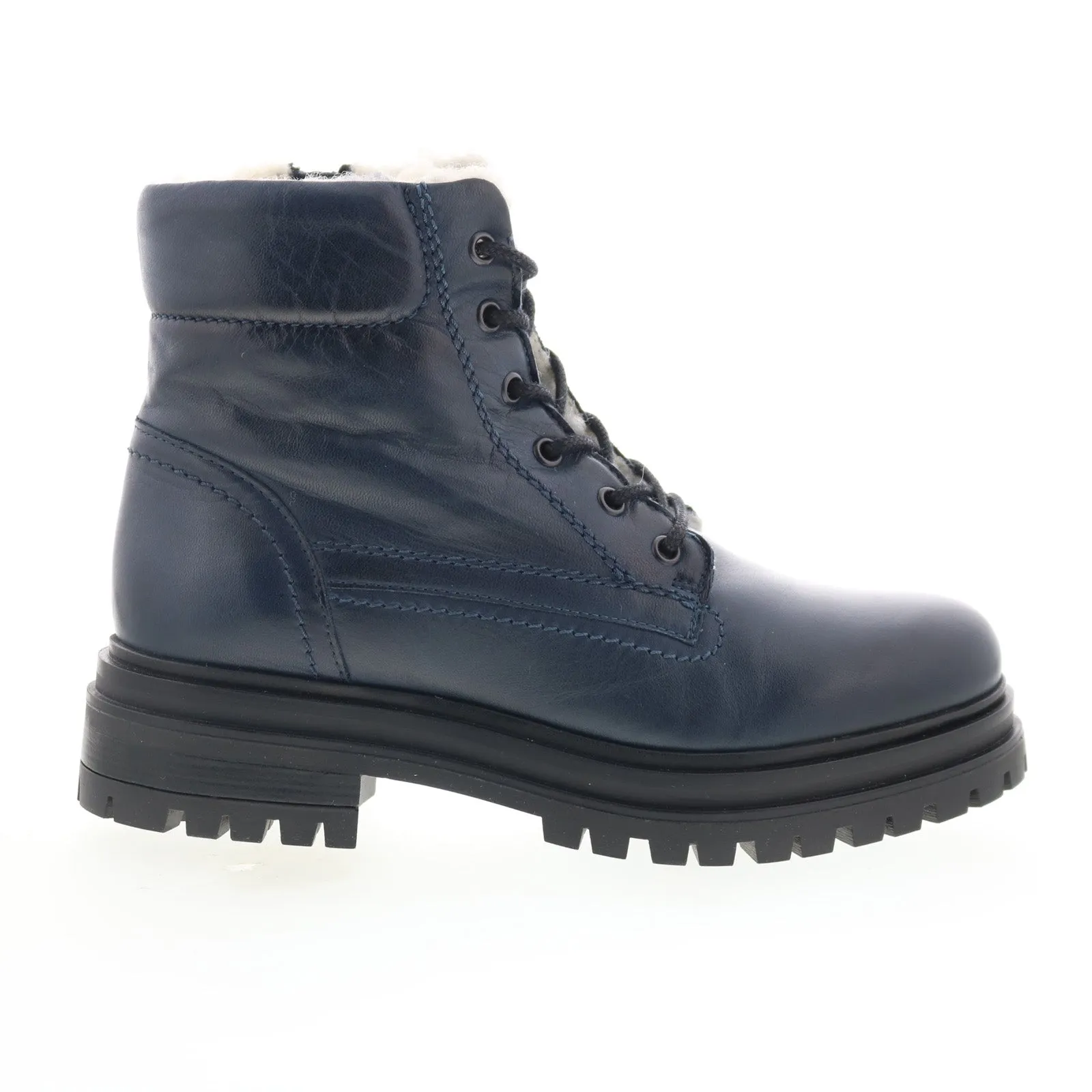 Stylish Design Urban Style Miz Mooz Lyss Womens Blue Leather Lace Up Casual Dress Boots